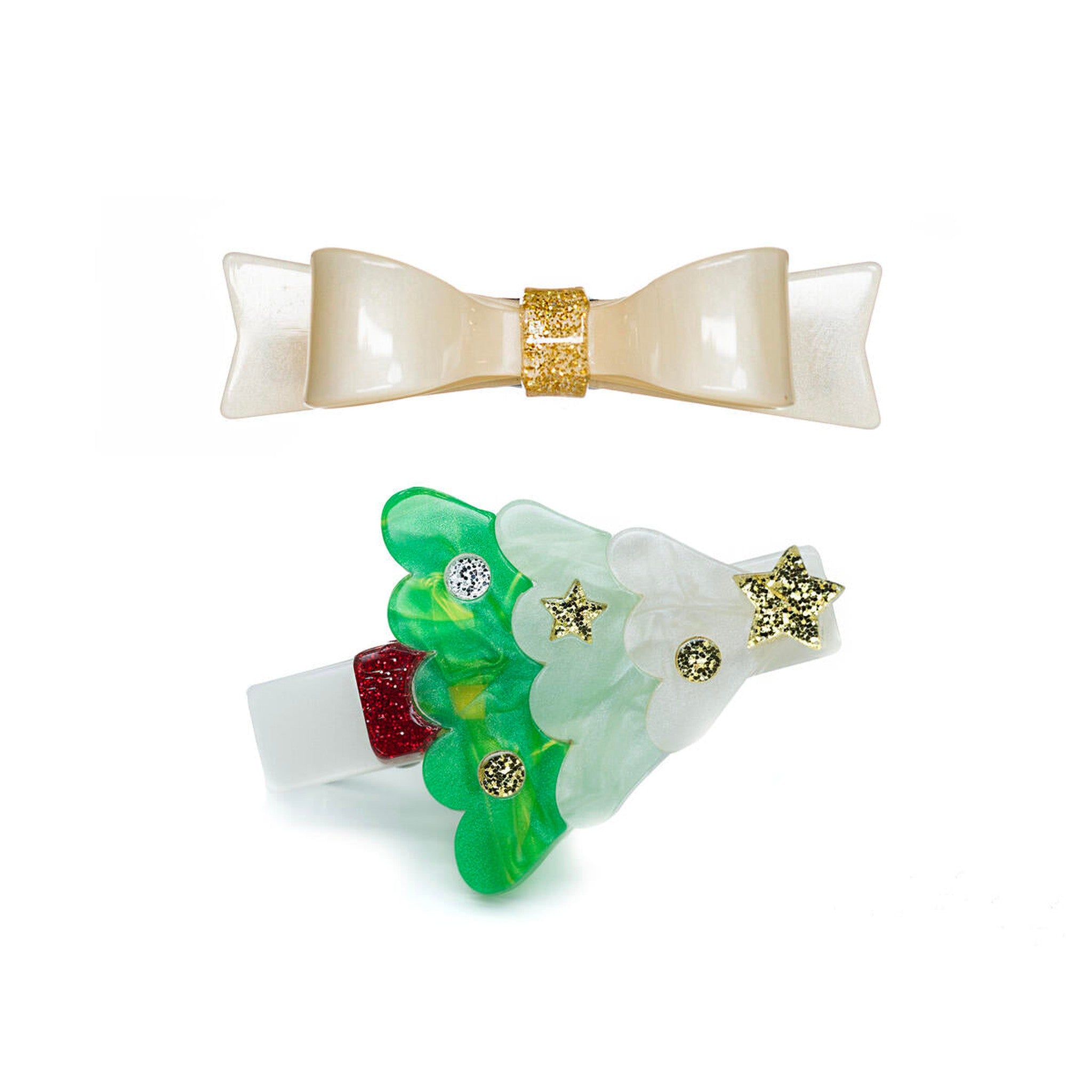 Christmas Tree Mint & Bowtie Alligator Clips