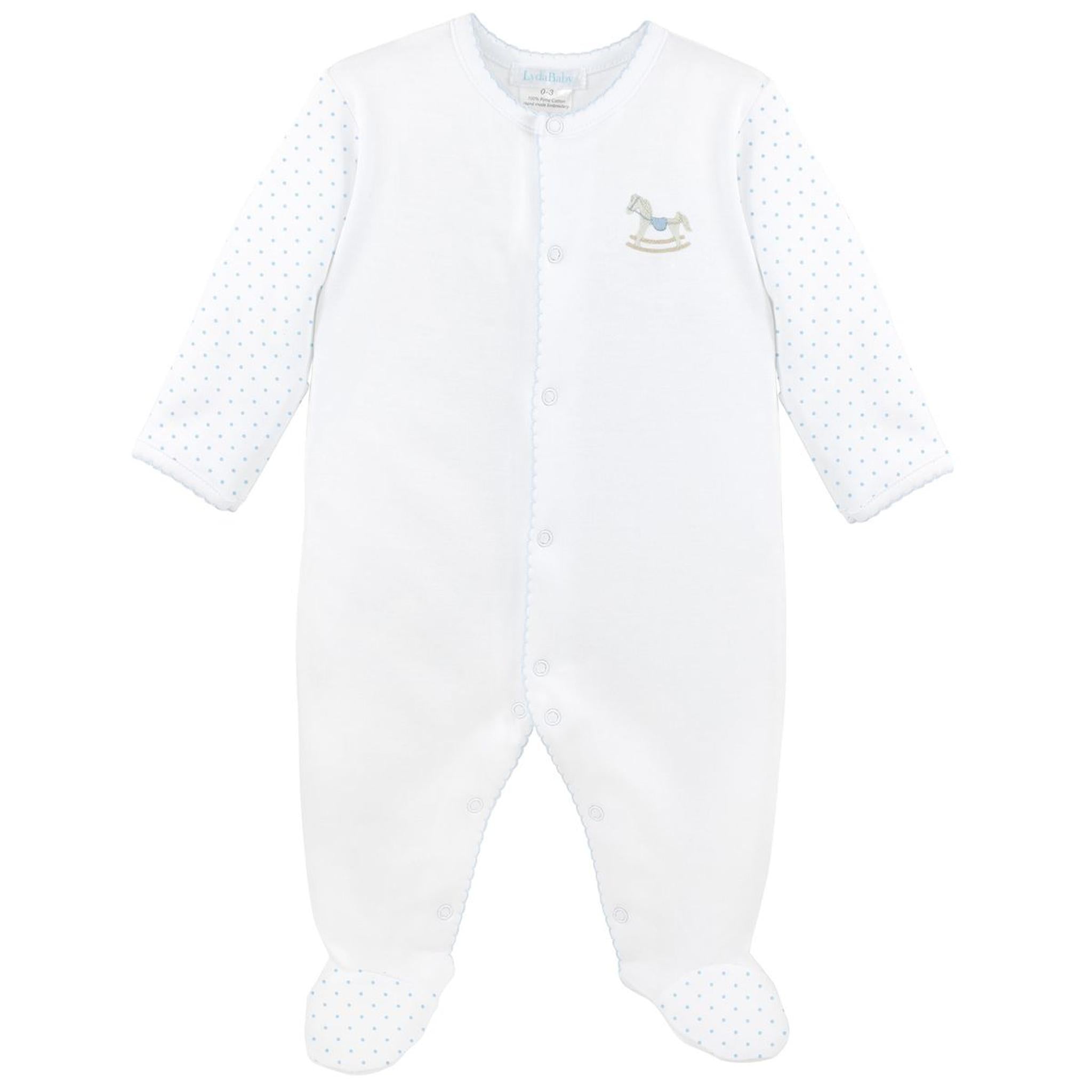 Embroidered Rocking Horse Pima Footie