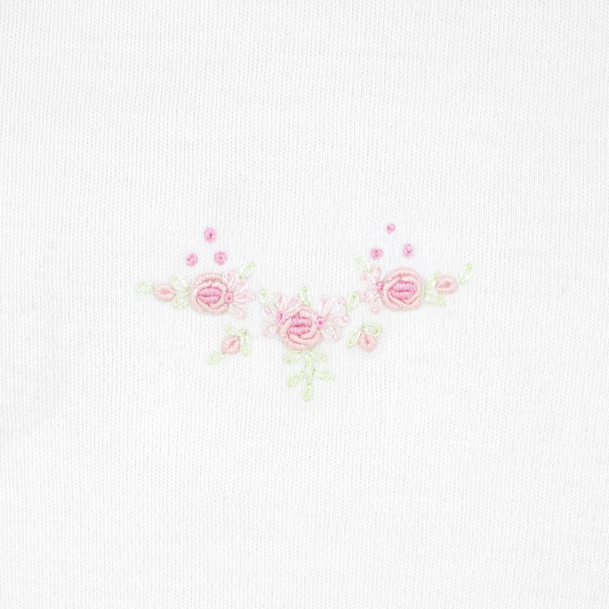 Pink Roses Garden Embroidered Print Pima Footie