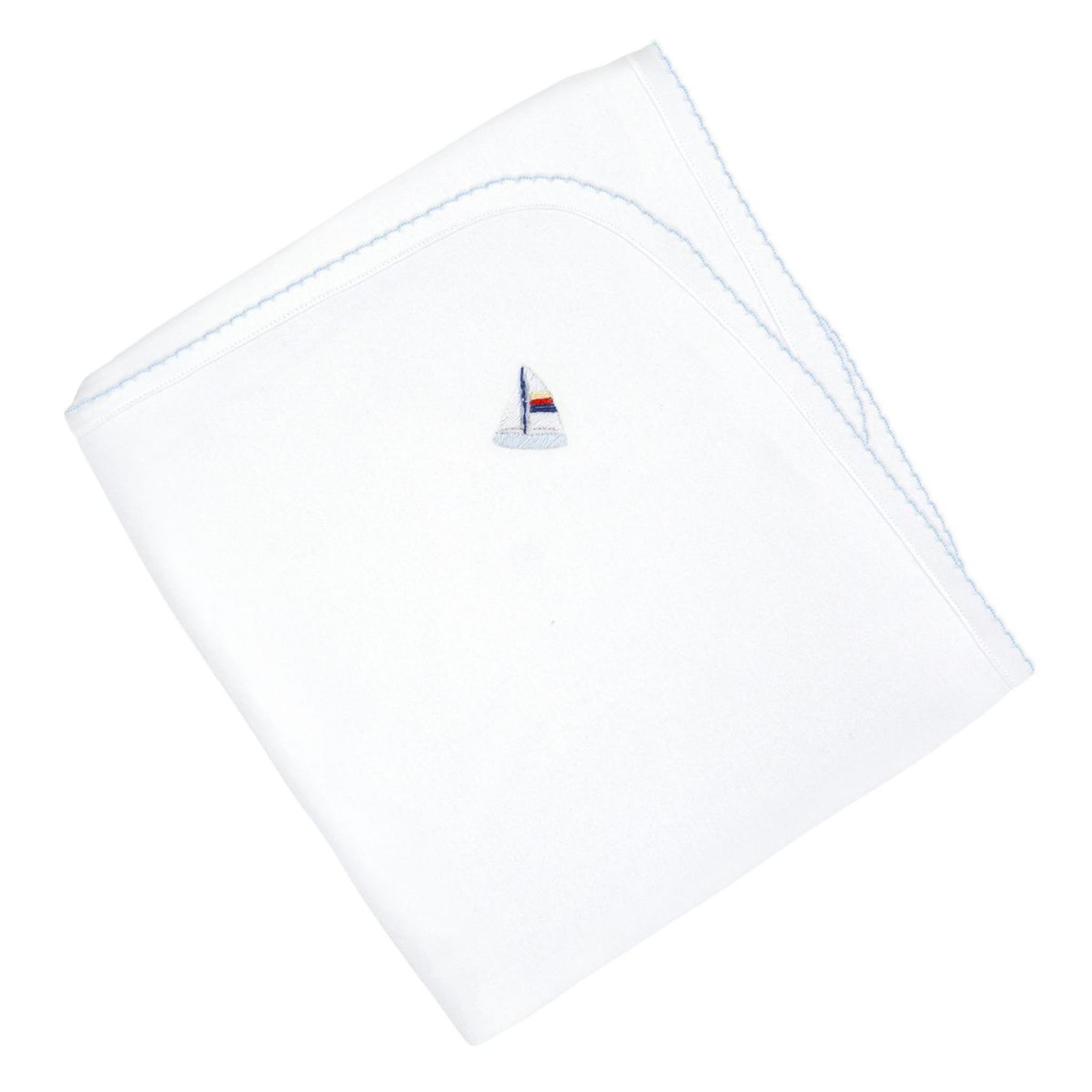 Small Sailboat Embroidered Pima Blanket