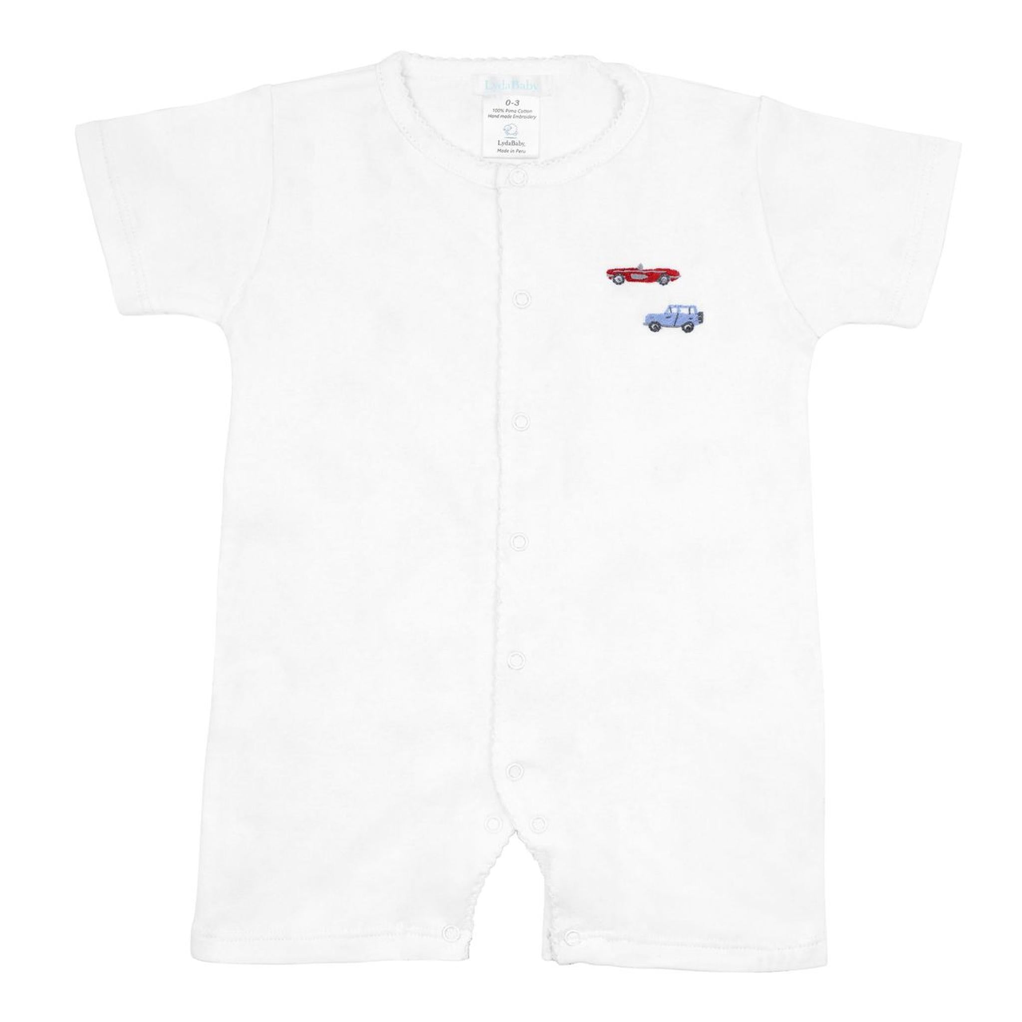 Summer Cars Embroidered Pima Romper