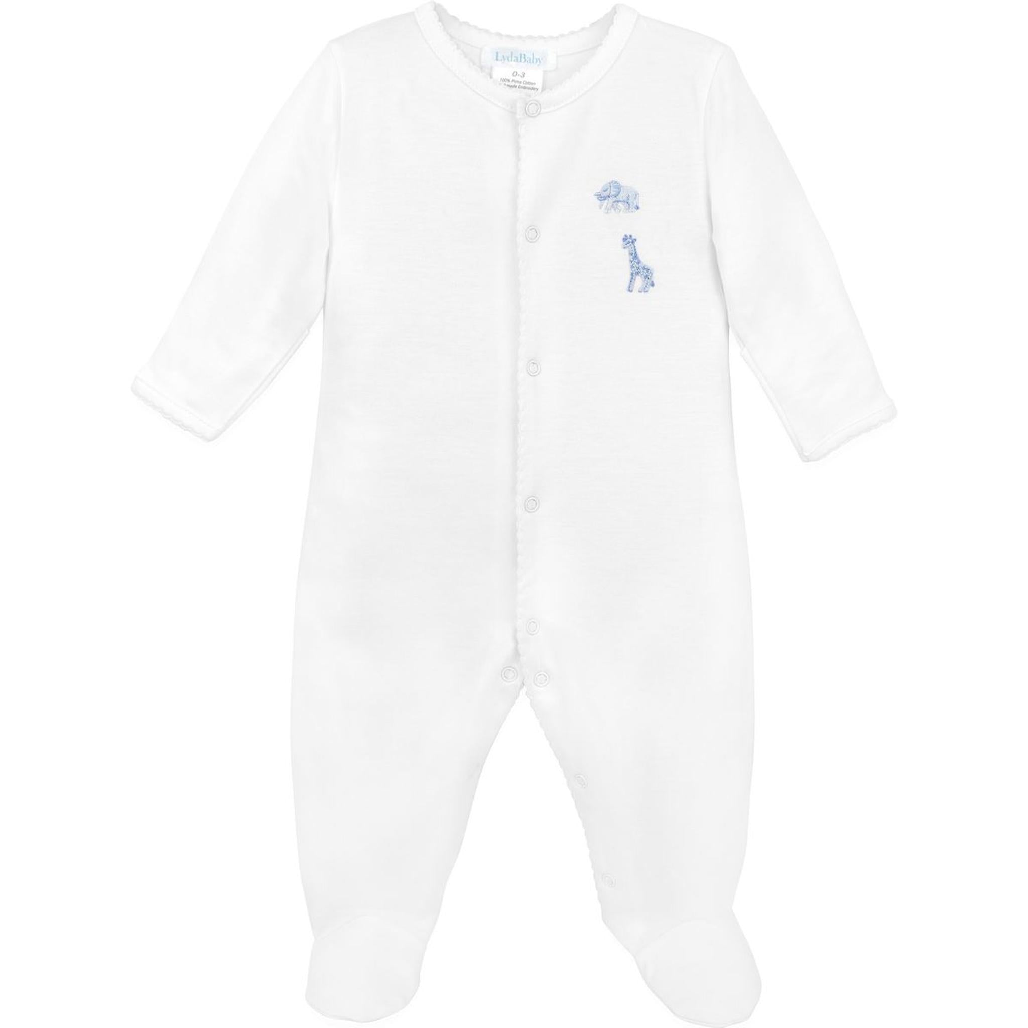 Safari Blue Embroidered Pima Footie