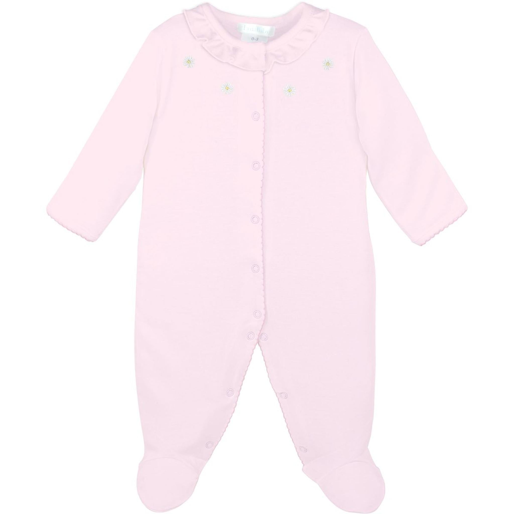 Lovely Daisies Embroidered Snap Pima Footie