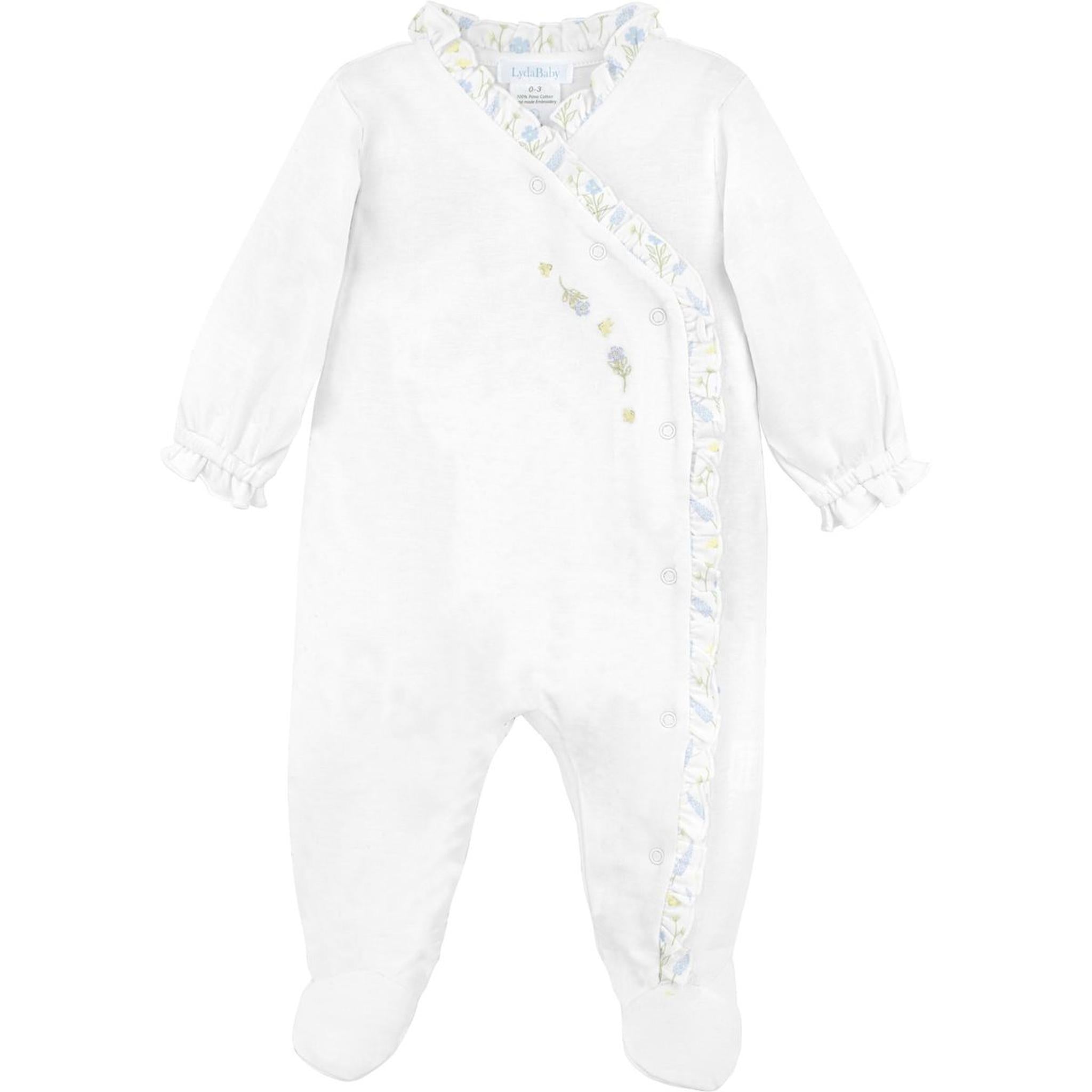 Serene Floral Embroidered Pima Footie