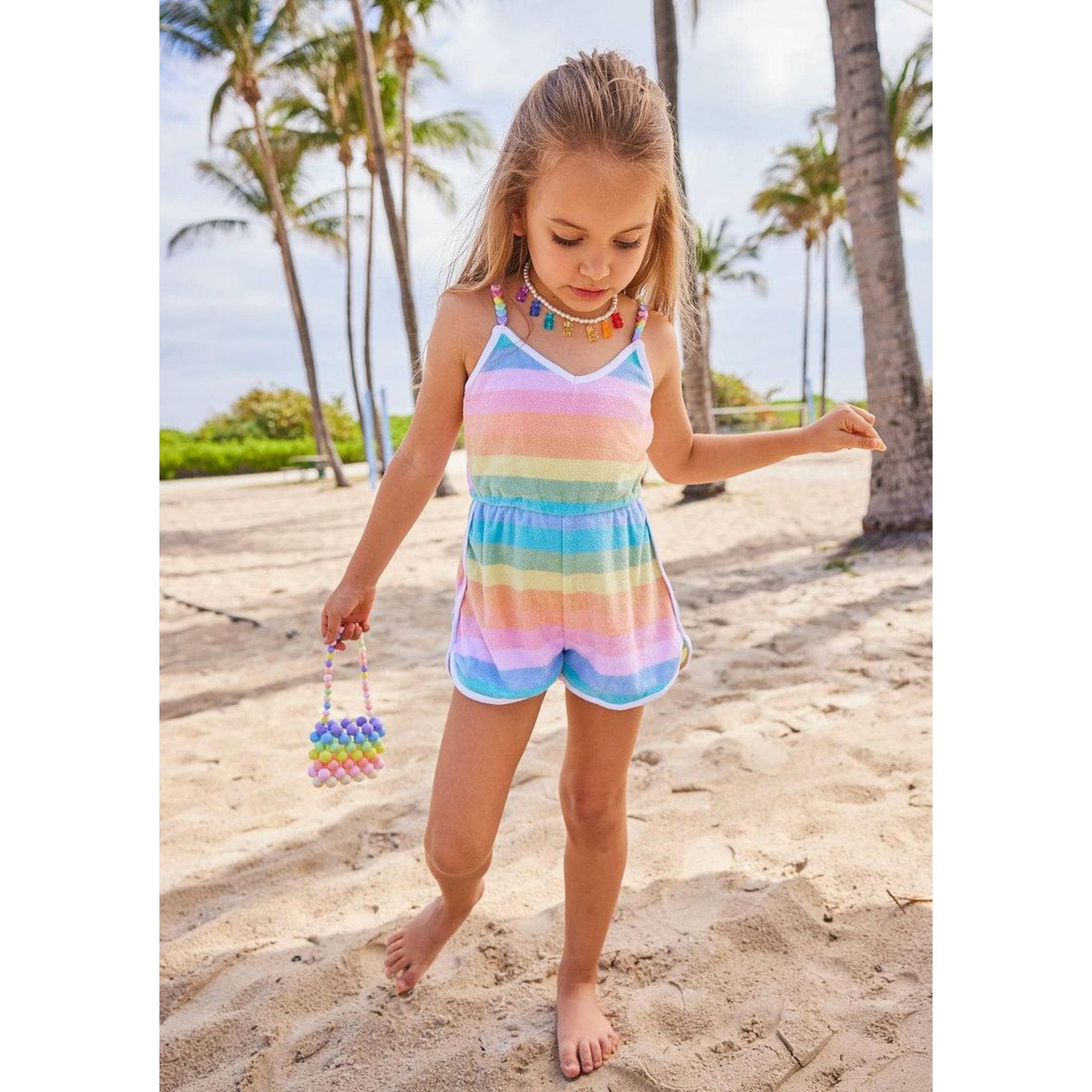 Pastel Ombre Beaded Hearts Romper