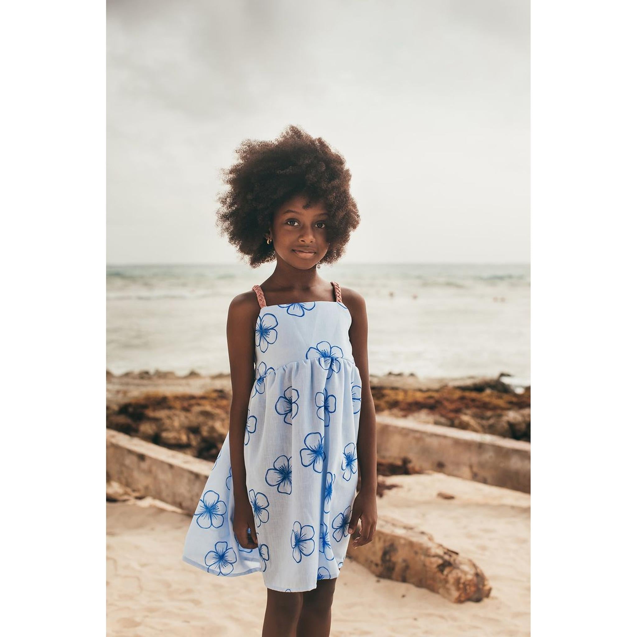 ISLEÑO DRESS - SEA FLOWER AGUA