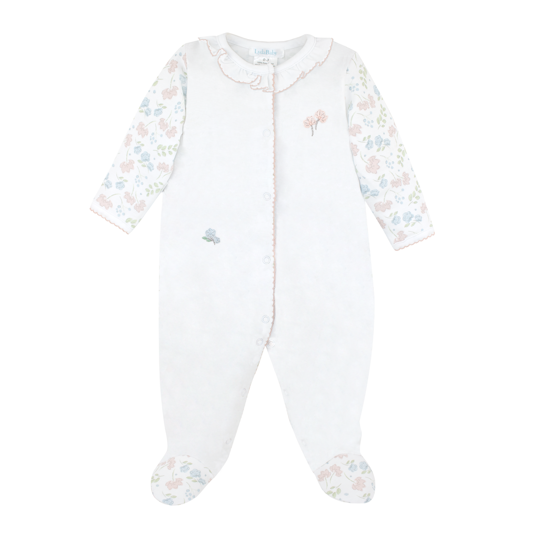 Liberty Floral Embroidered Pima Footie