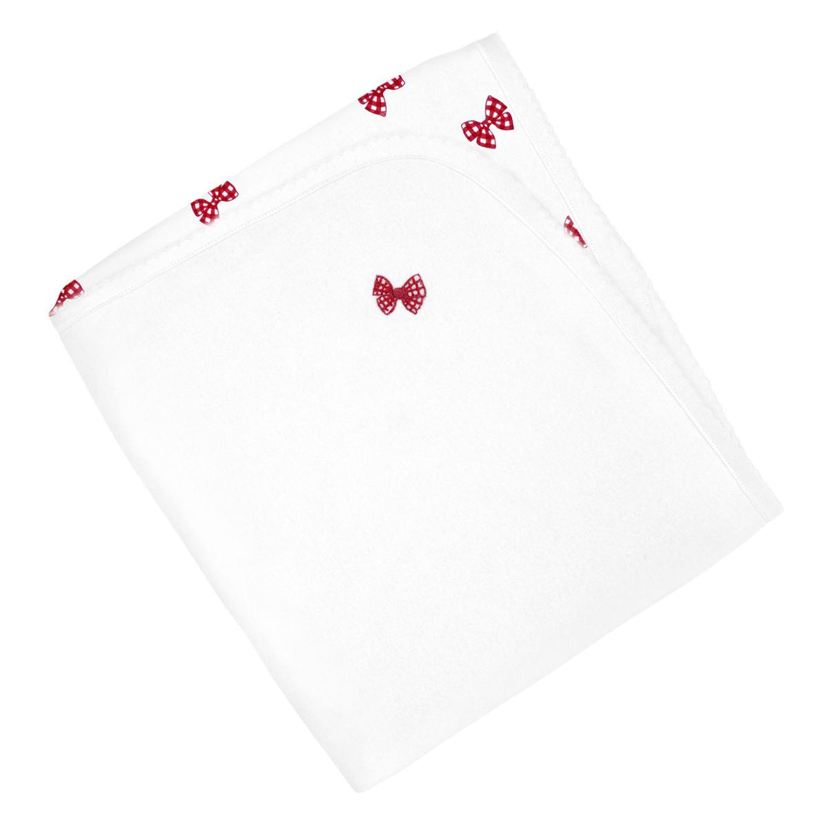 Vichy Red Bow Embroidered Pima Blanket