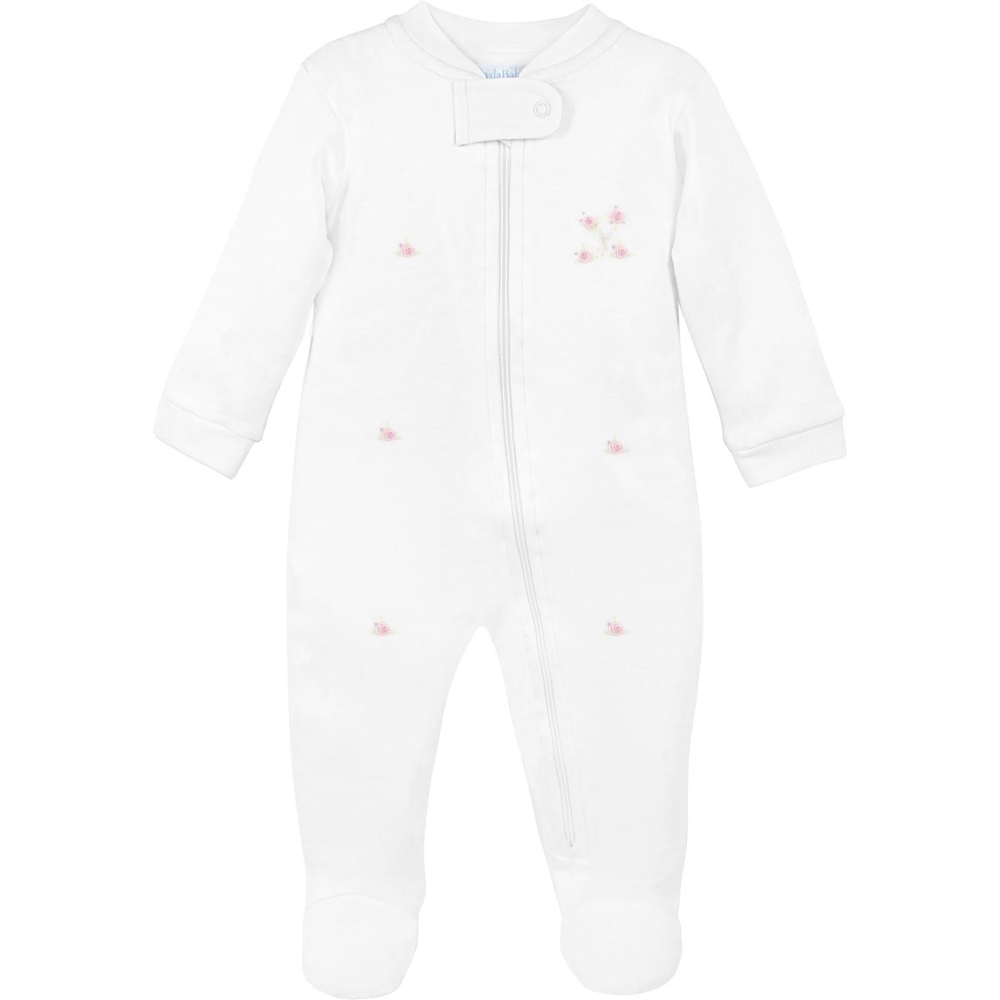 Romantic Roses Embroidered Zipper Pima Footie