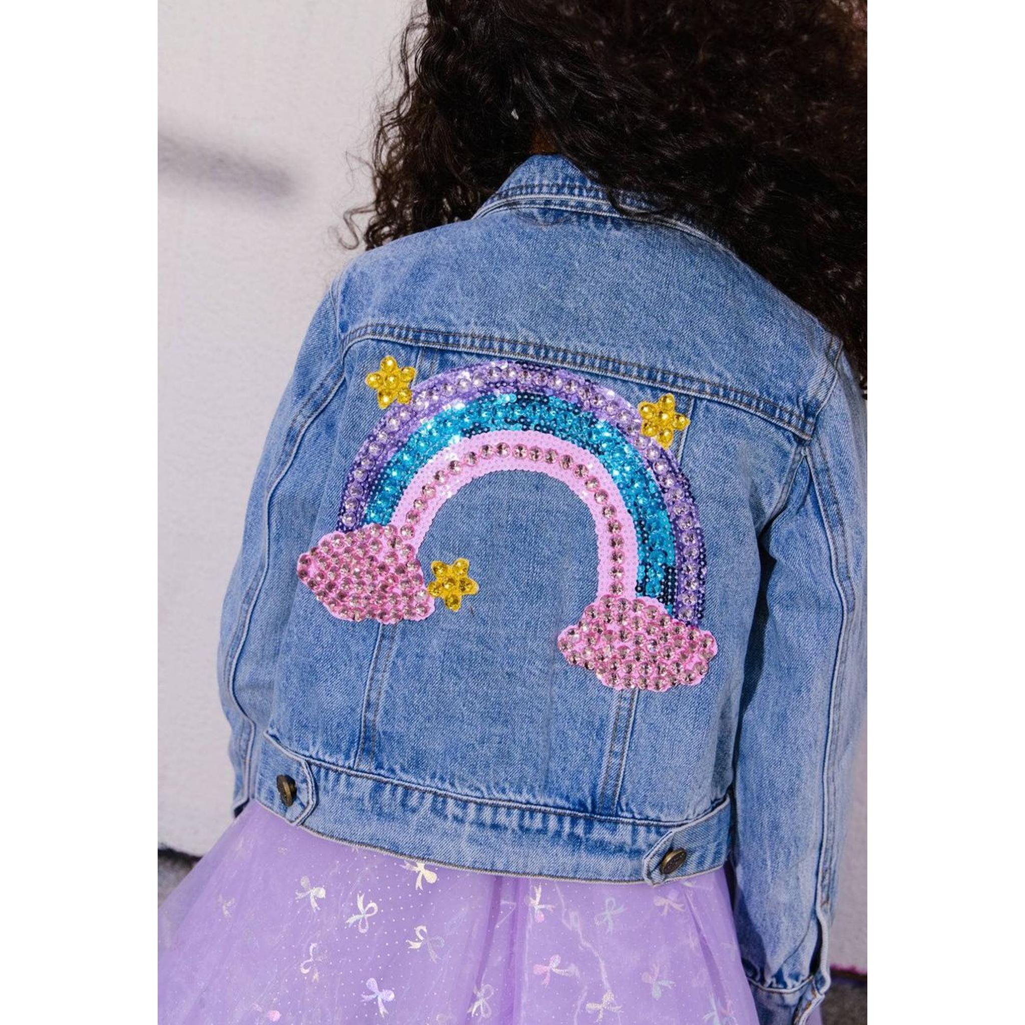 Pastel Rainbow Gems Denim Jacket