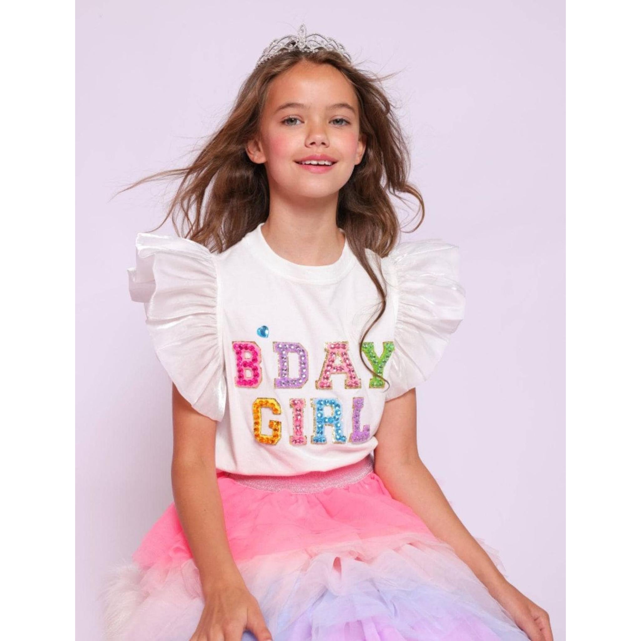 Birthday Girl Gem Ruffle Shirt