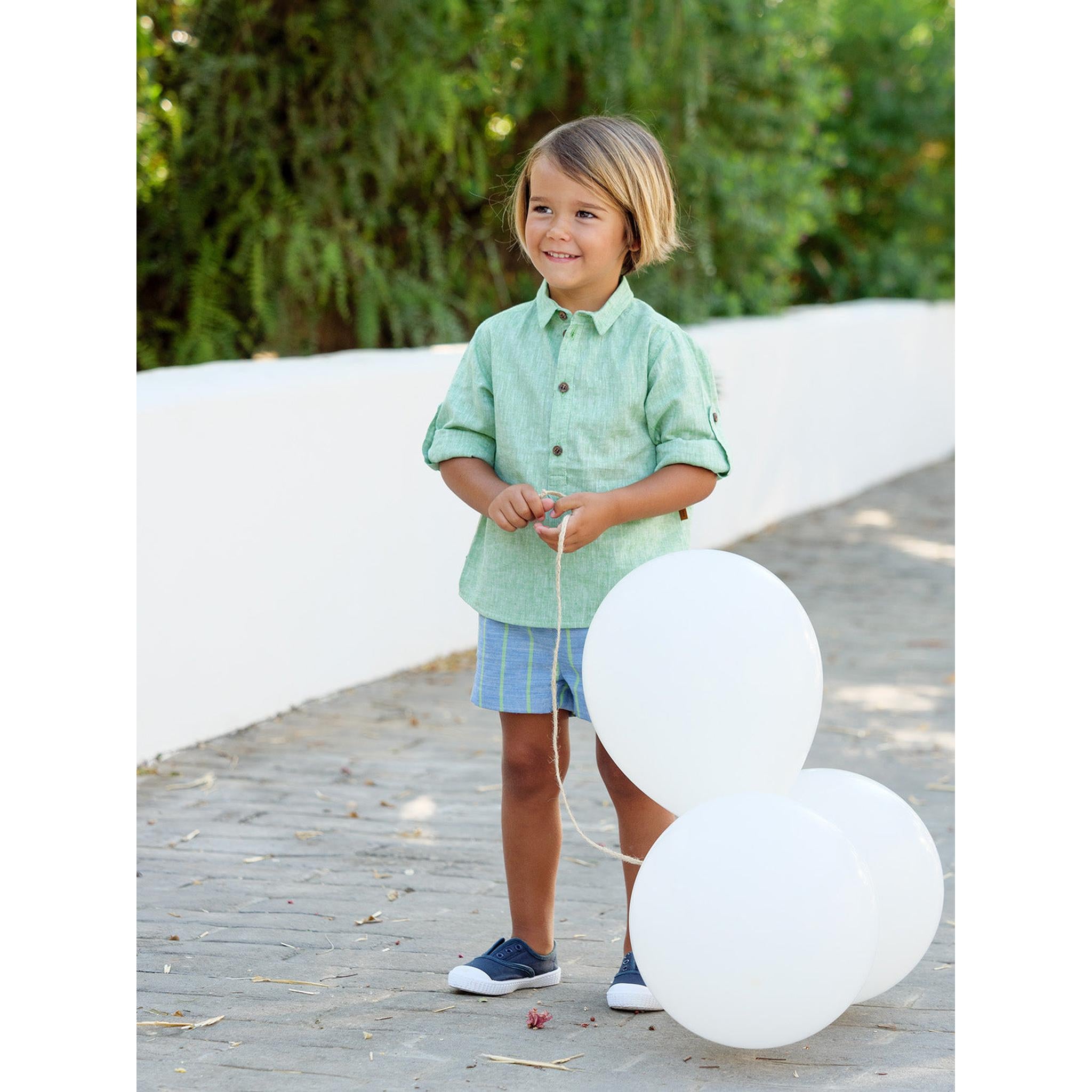 Green Blue Stripes Short Set
