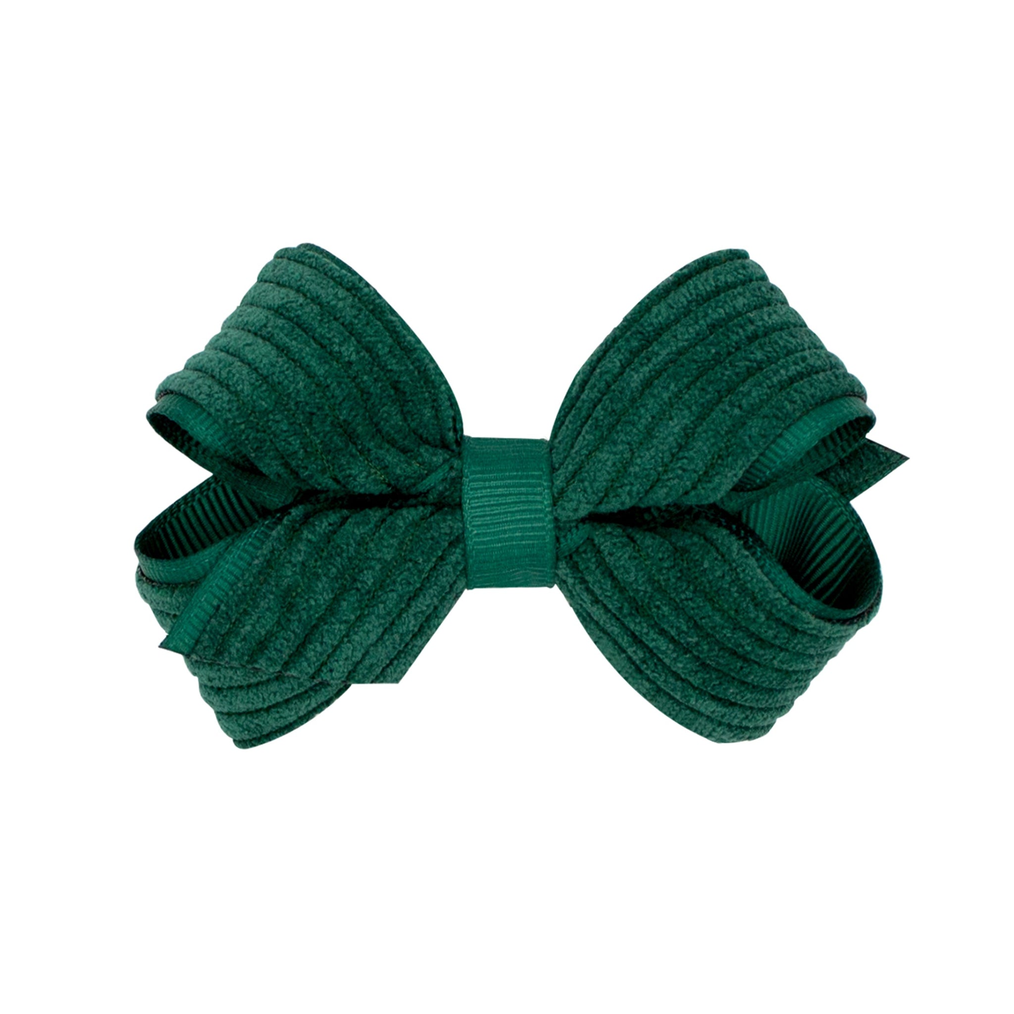 Mini Grosgrain Hair Bow with Wide Wale Corduroy Overlay