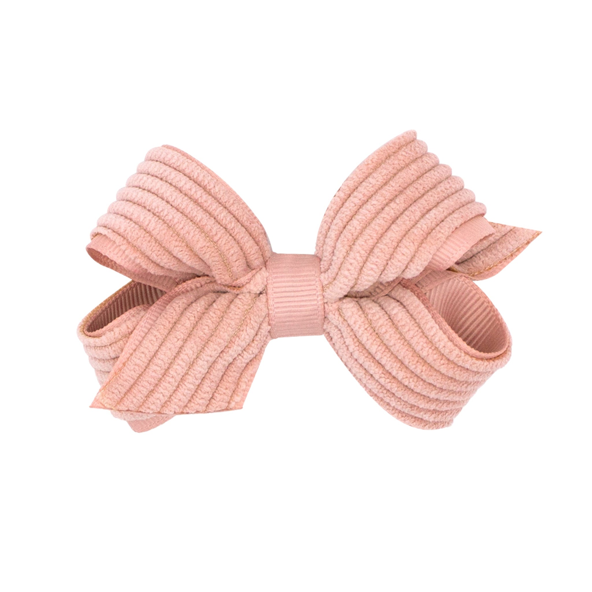 Mini Grosgrain Hair Bow with Wide Wale Corduroy Overlay