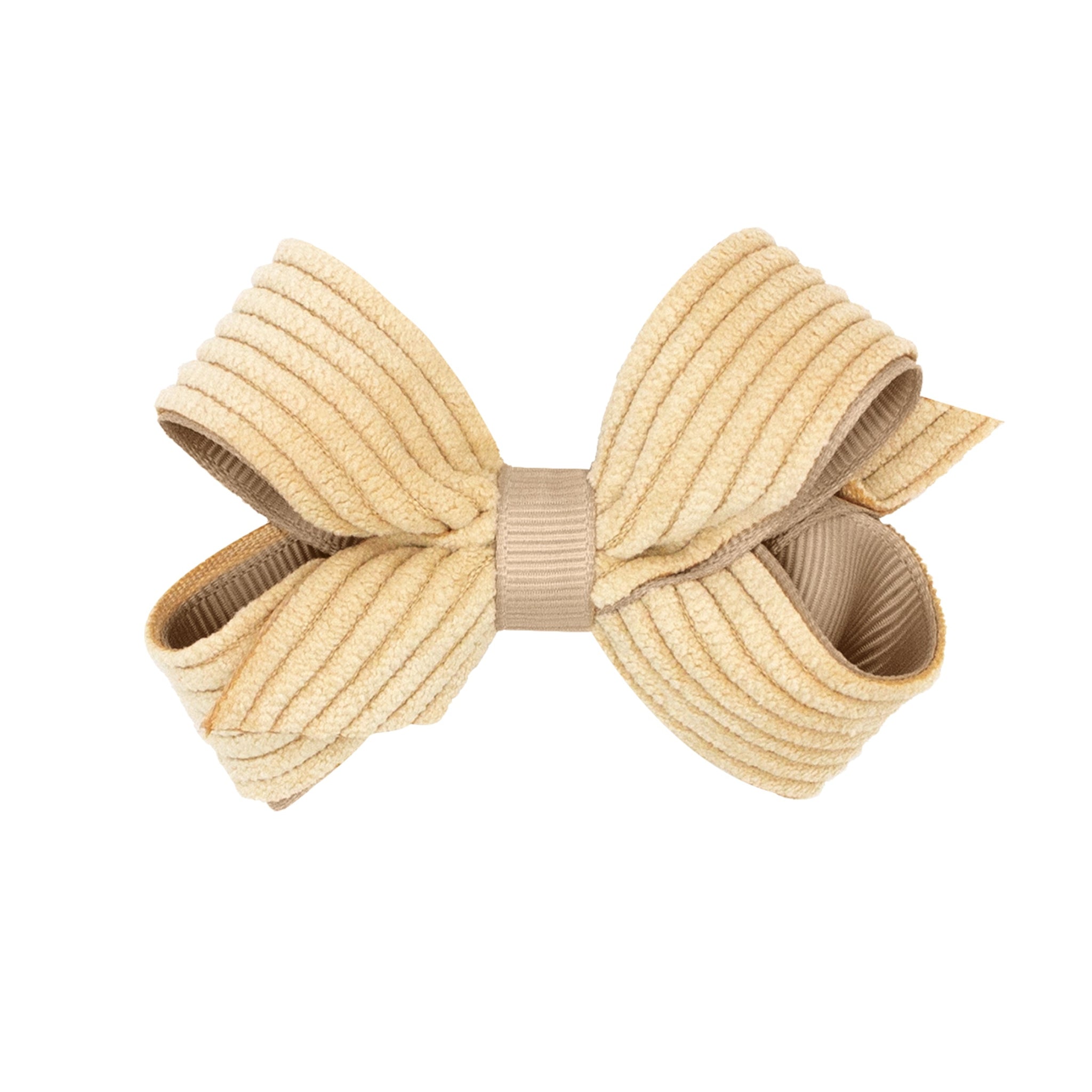 Mini Grosgrain Hair Bow with Wide Wale Corduroy Overlay