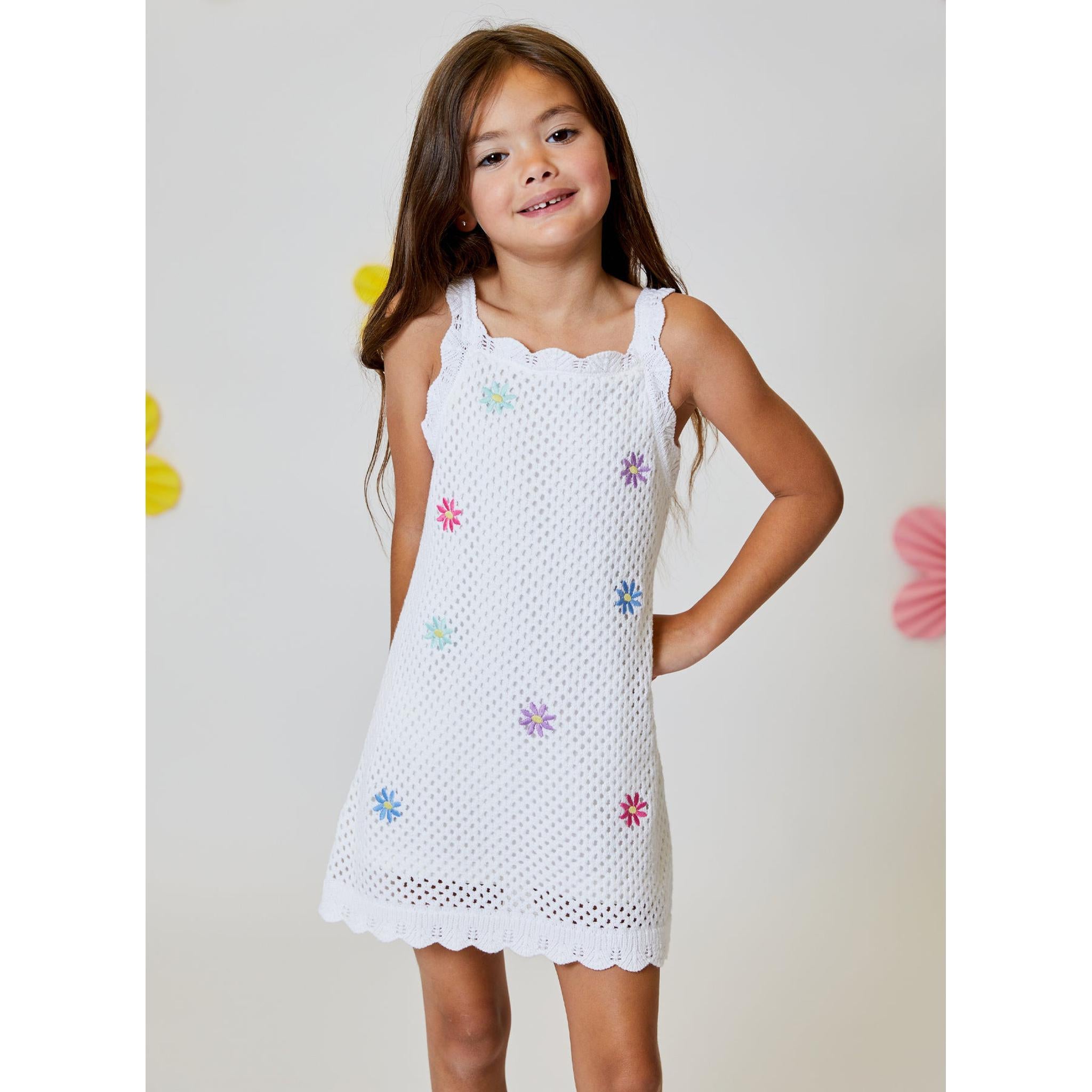 White Flowers Crochet Dress