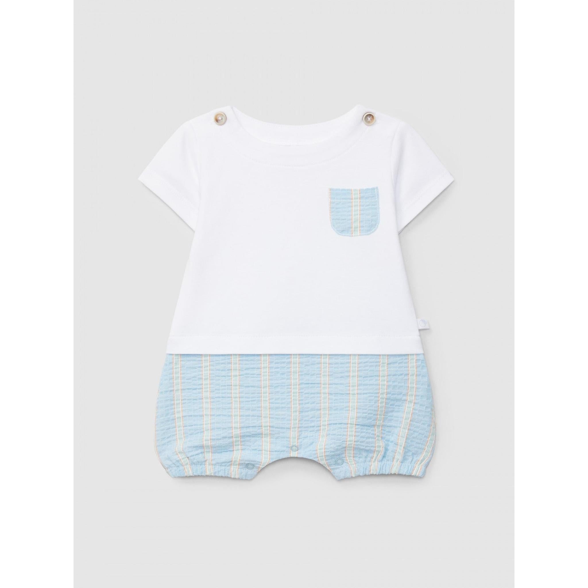 Two-in-one multi-coloureded seersucker romper stripes