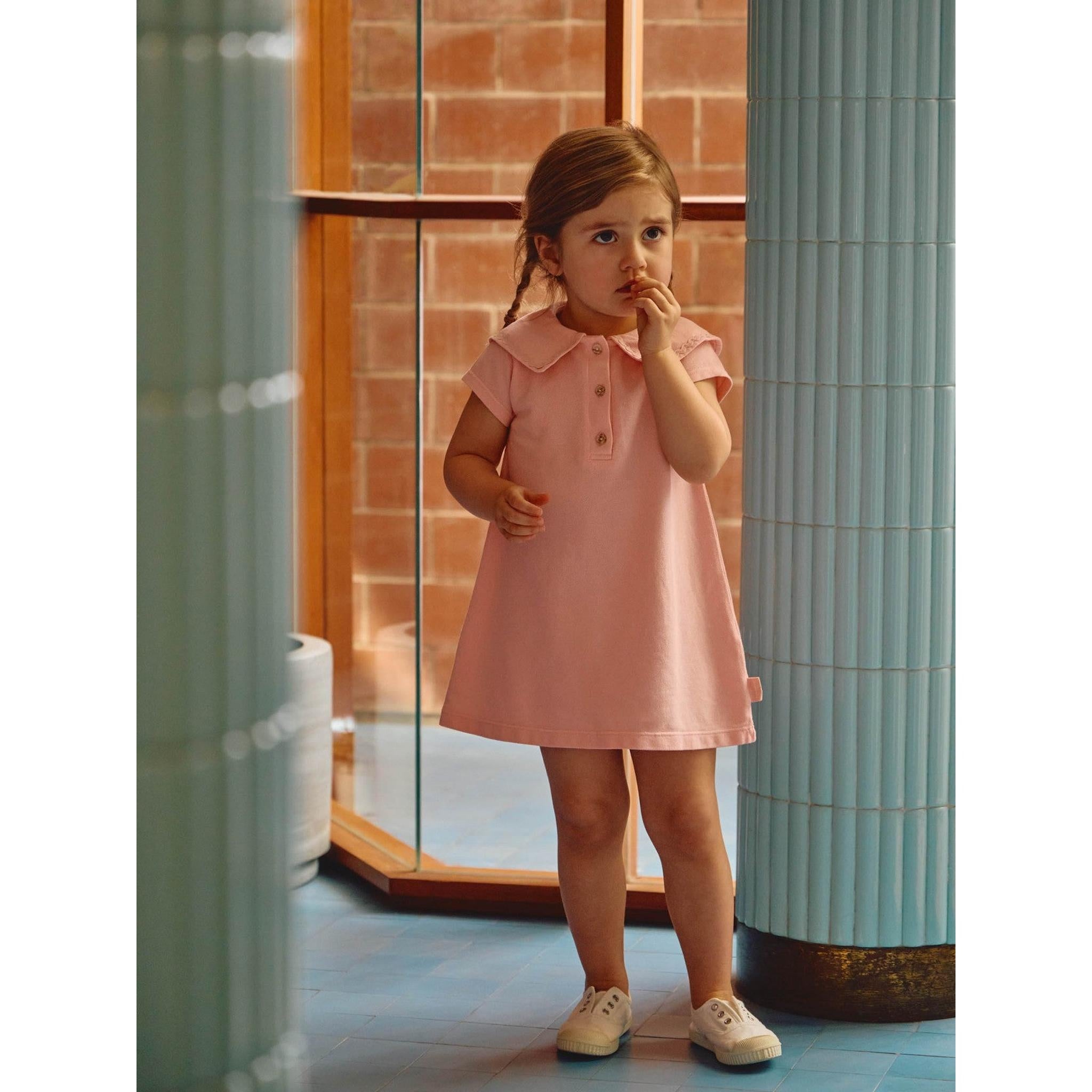 Piqué dress with rickrack detail
