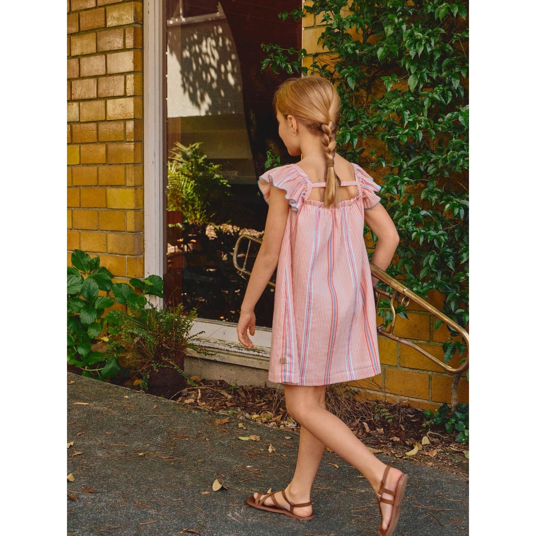Dress in jacquard striped fabric