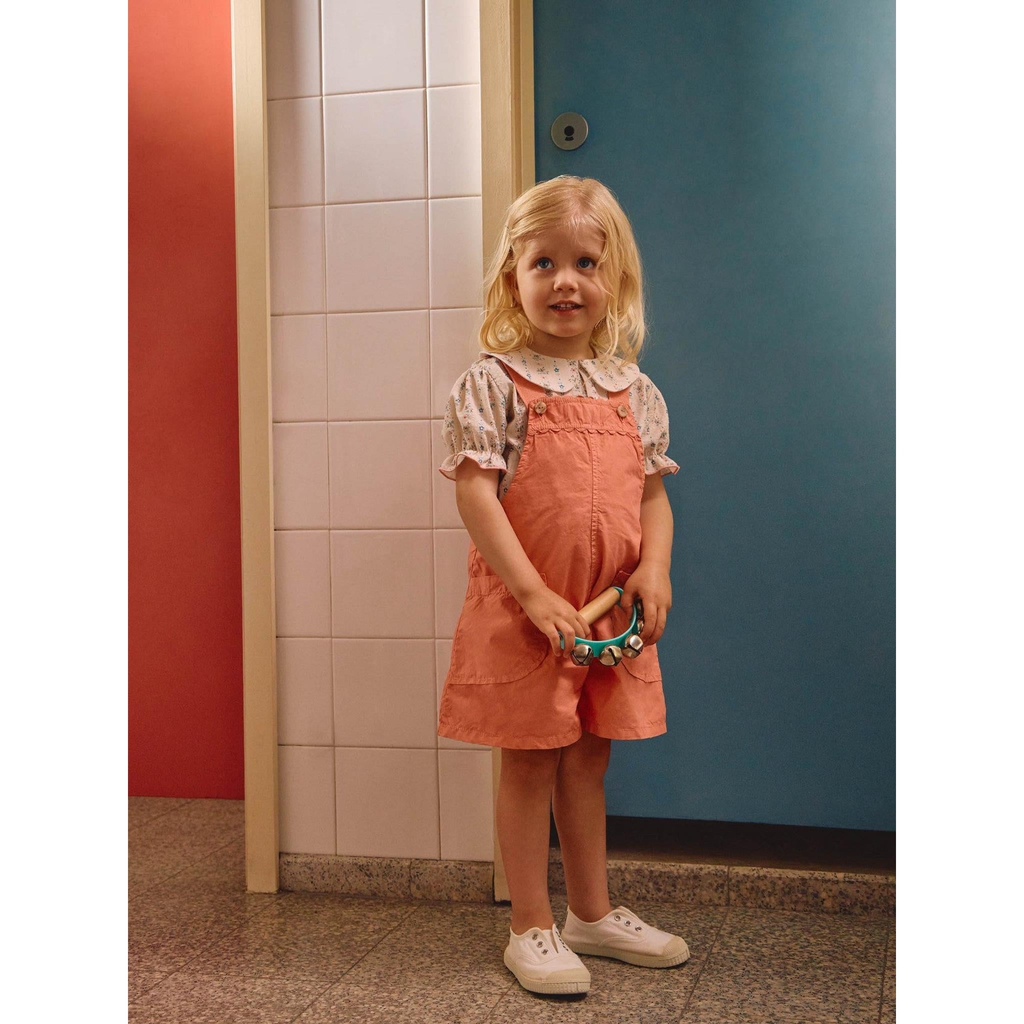Twill dungaree shorts with rickrack detail