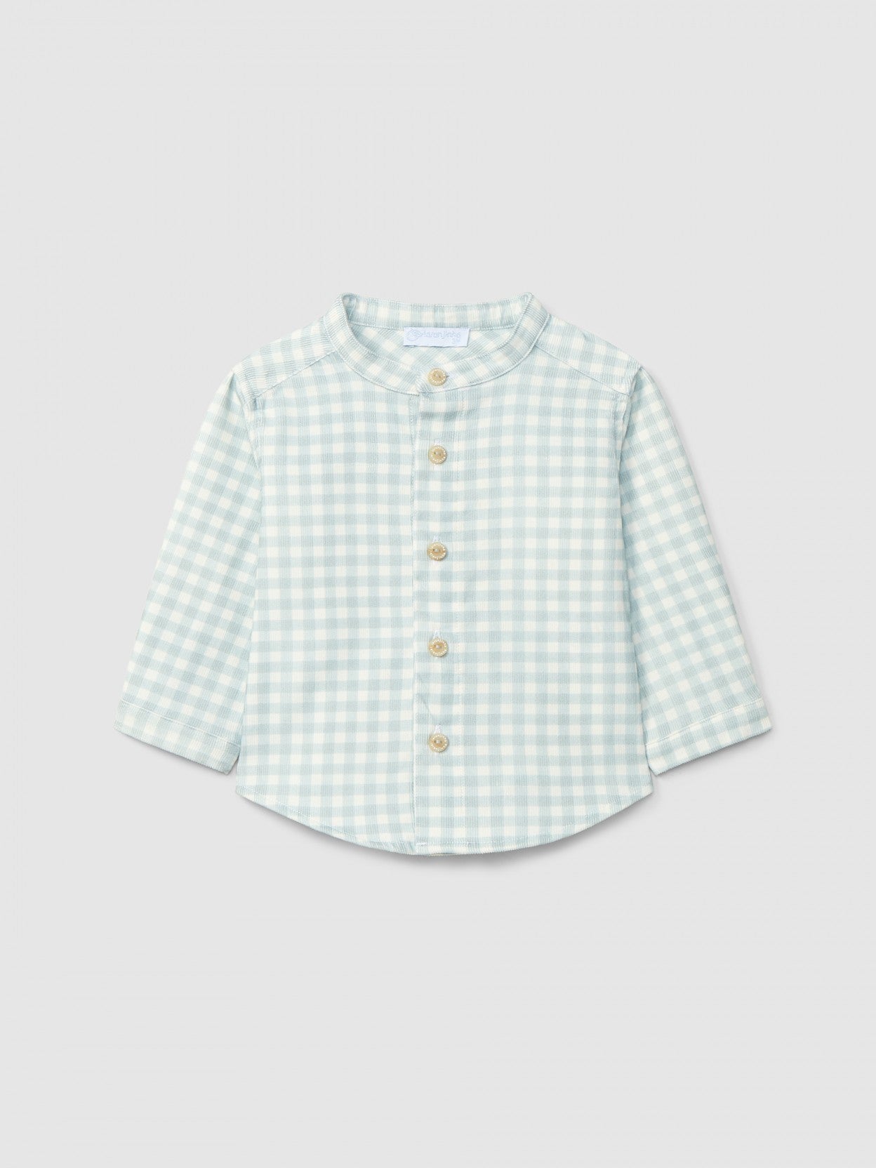 Shirt mandarin collar in check corduroy