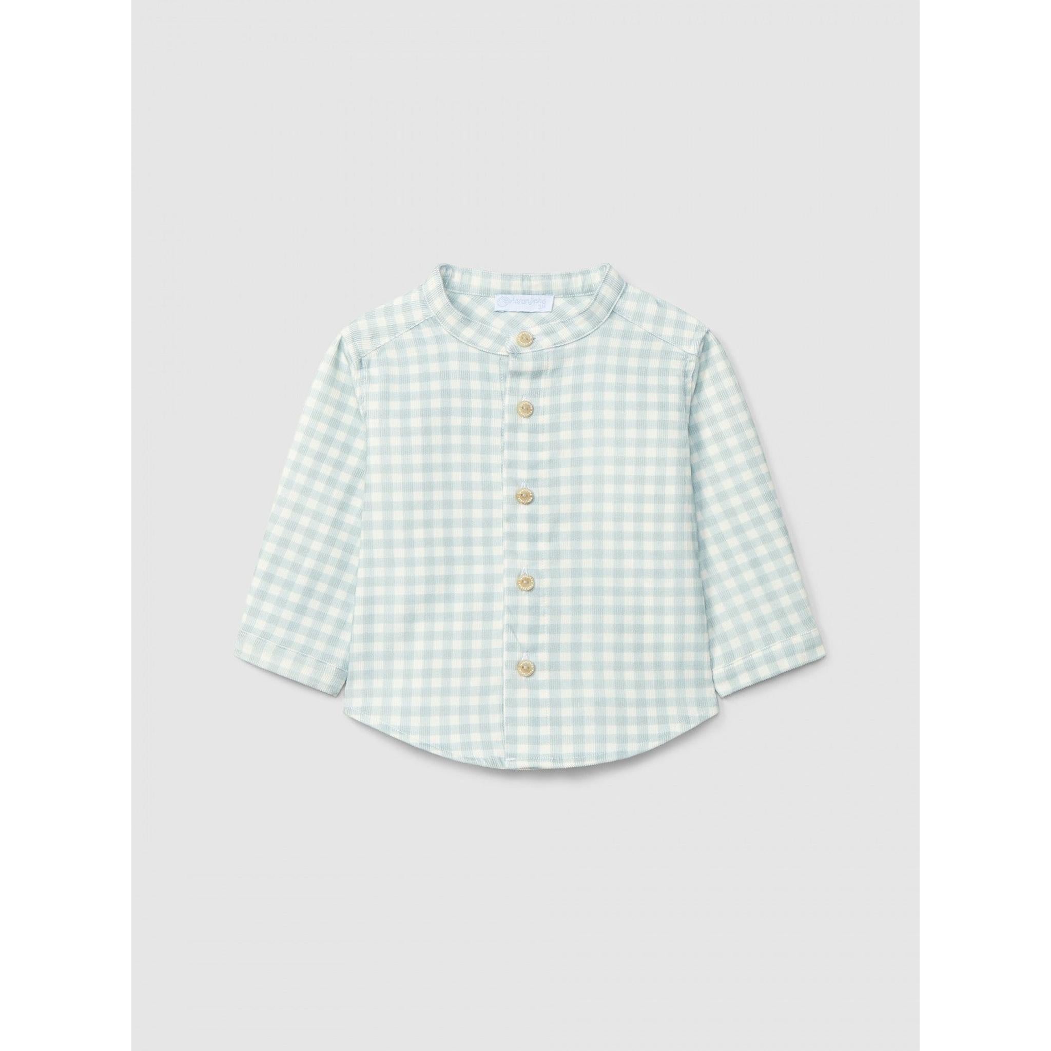 Shirt mandarin collar in check corduroy