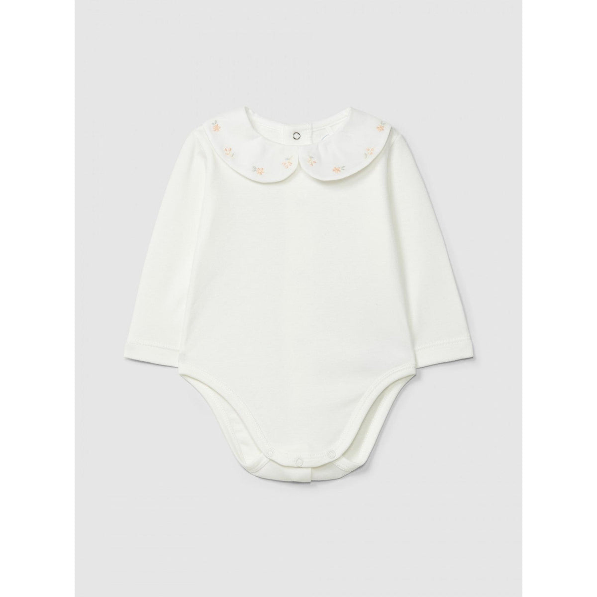 Bodysuit collar with embroidered delicate flowers