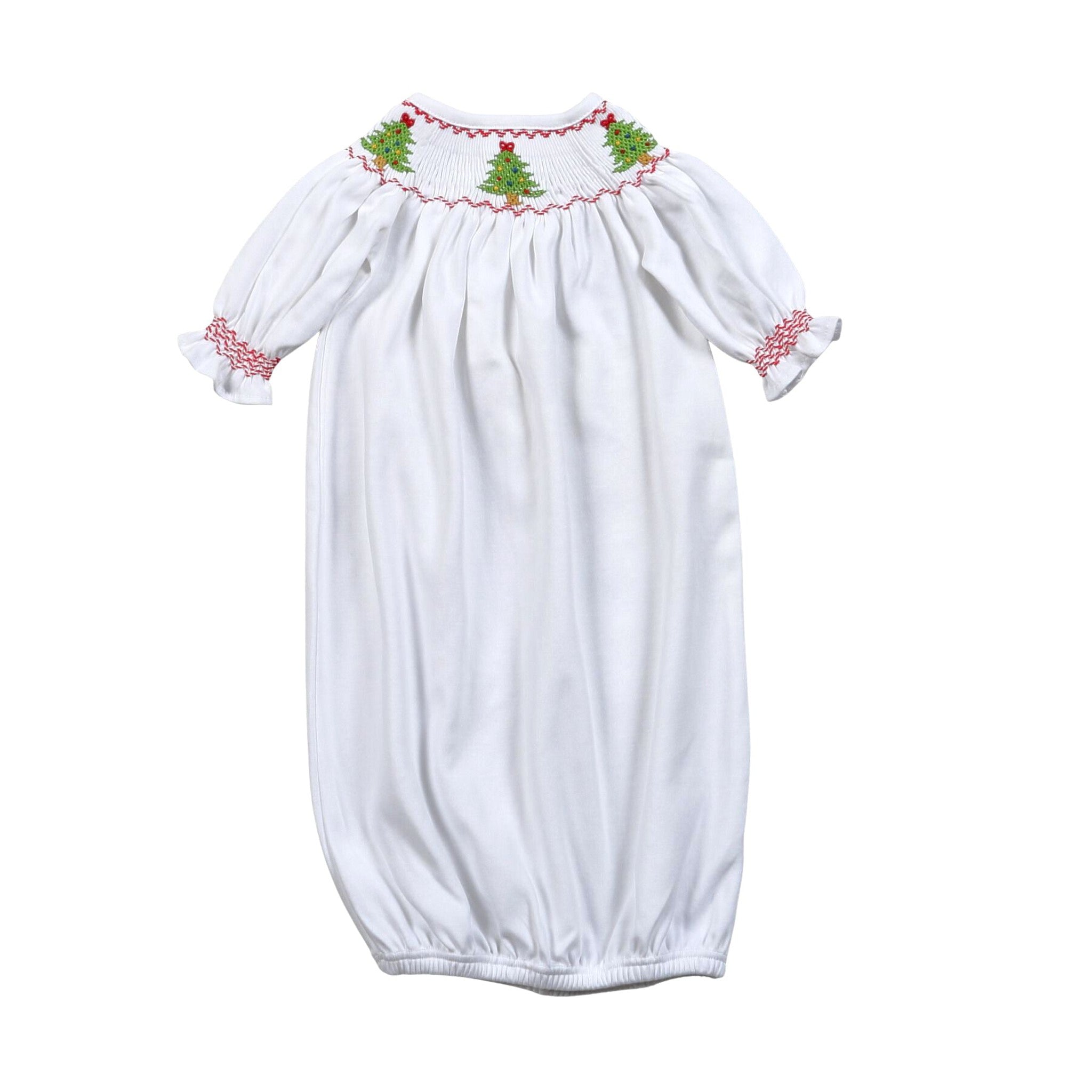 HAND SMOCKED CHRISTMAS TREES PIMA GOWN