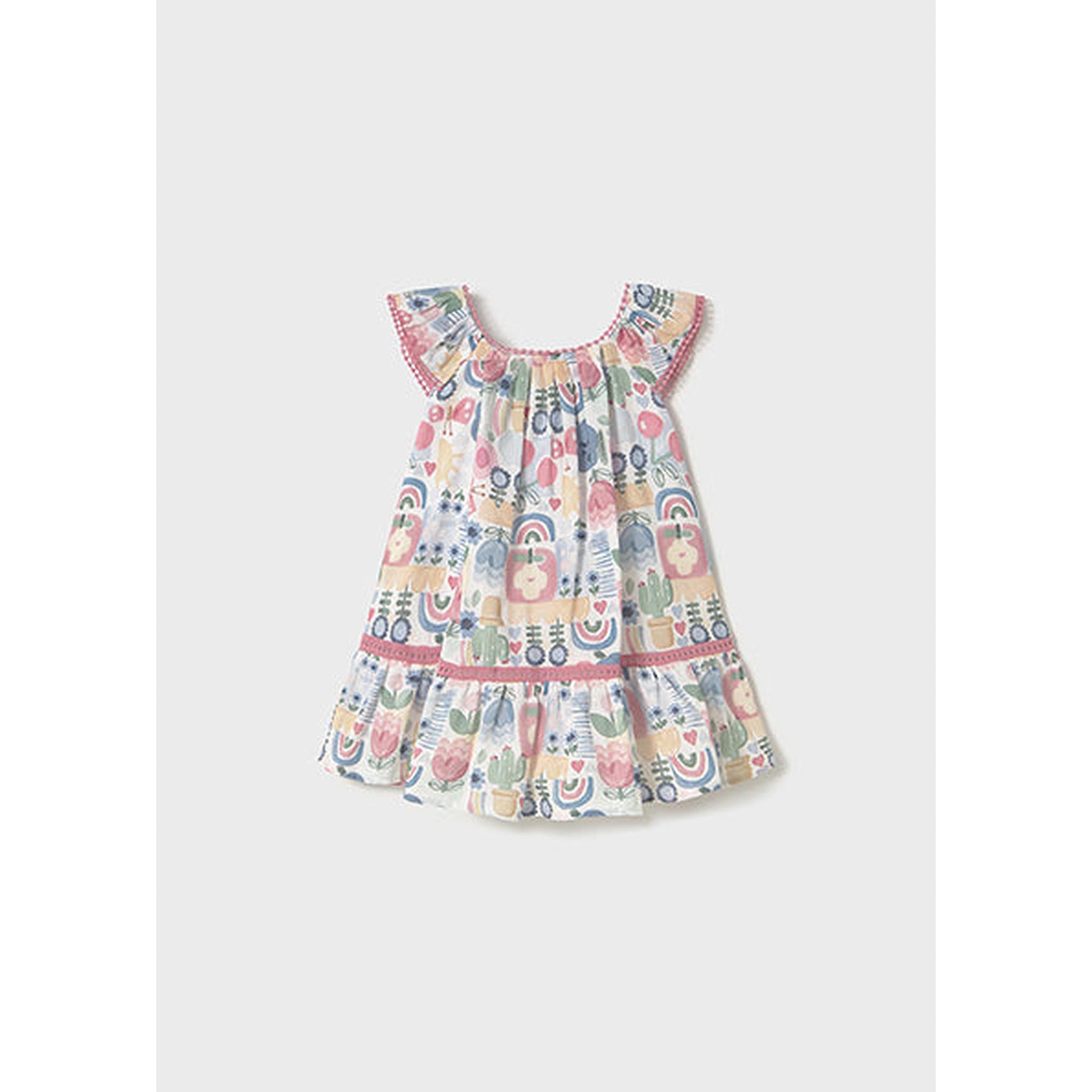 Printed Dress with Trimmings