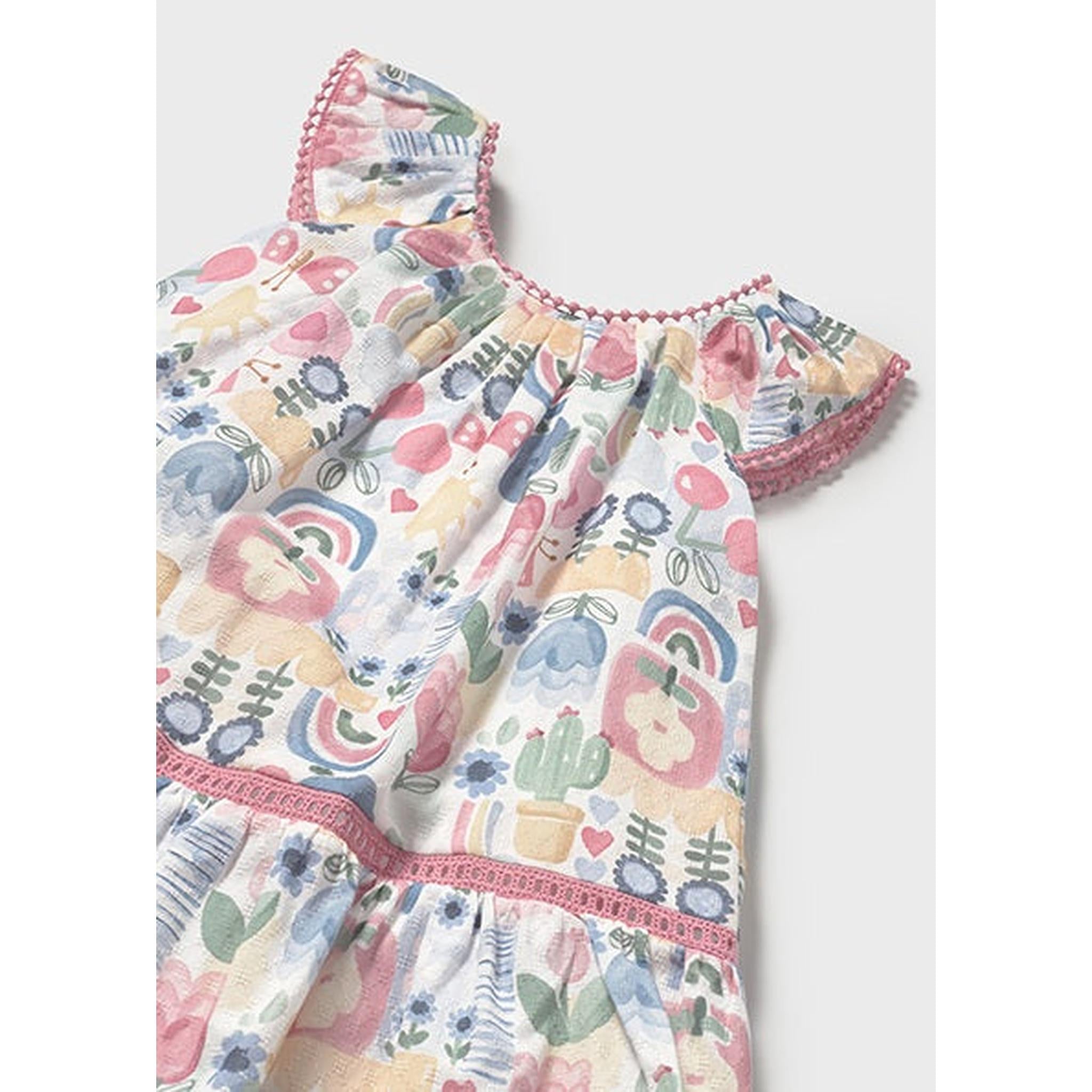 Printed Dress with Trimmings