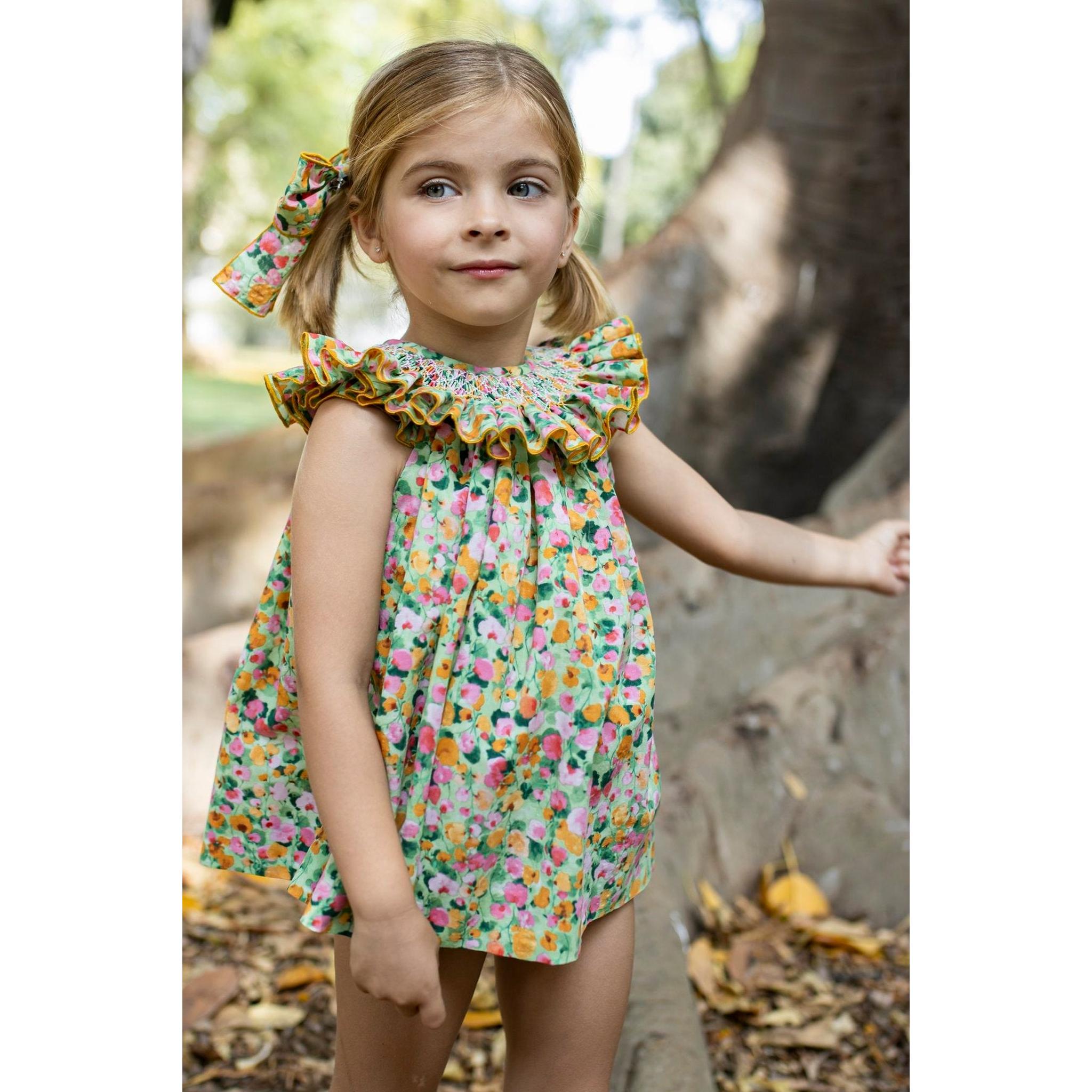 Green Acuarela Hand Smocked Jesusito