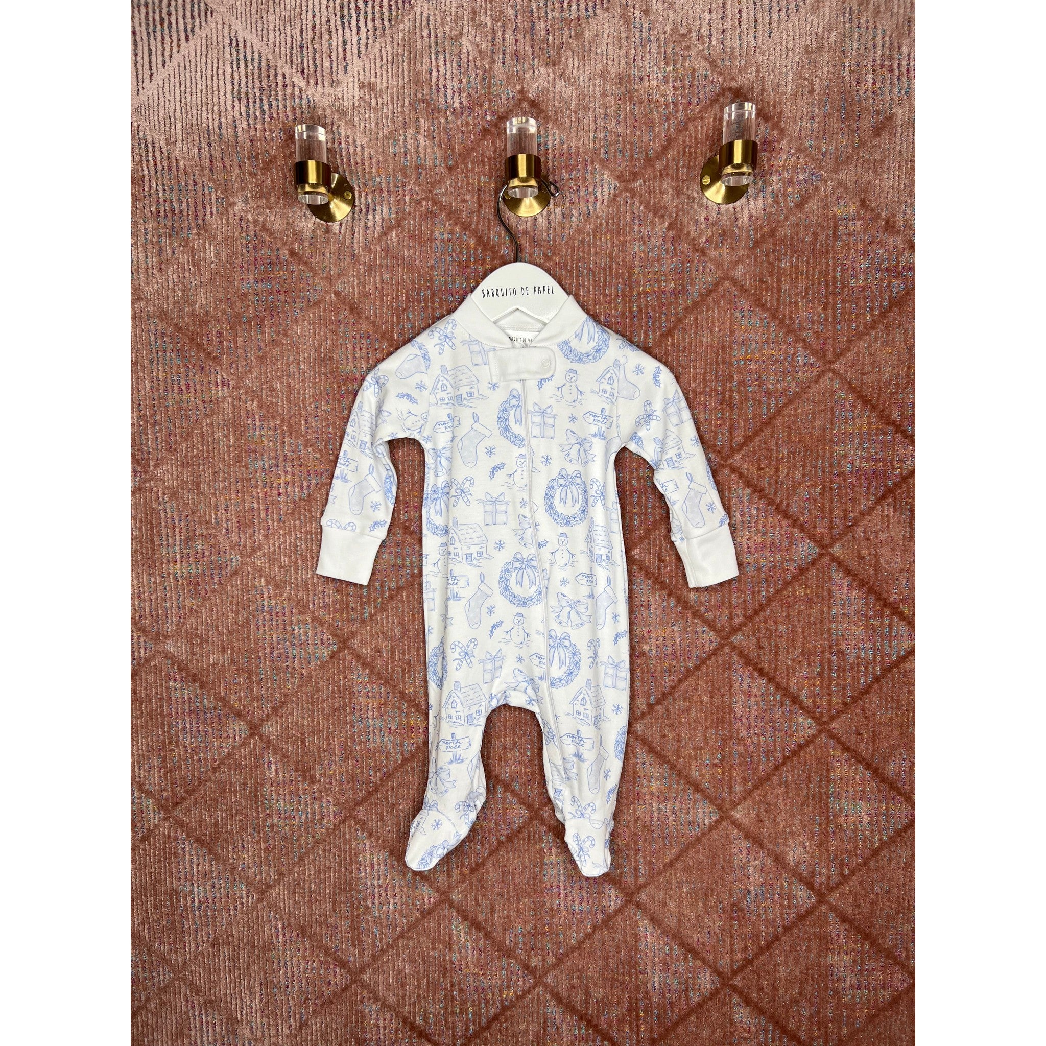 Toile Pima Interlock Footie - Blue