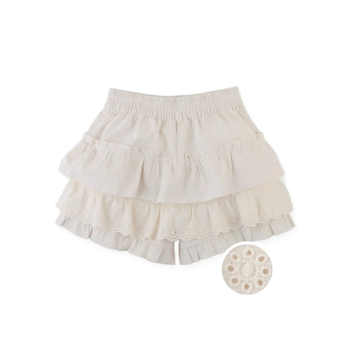 VERENA TIERED RUFFLED SHORTS WITH LACE TRIM SET