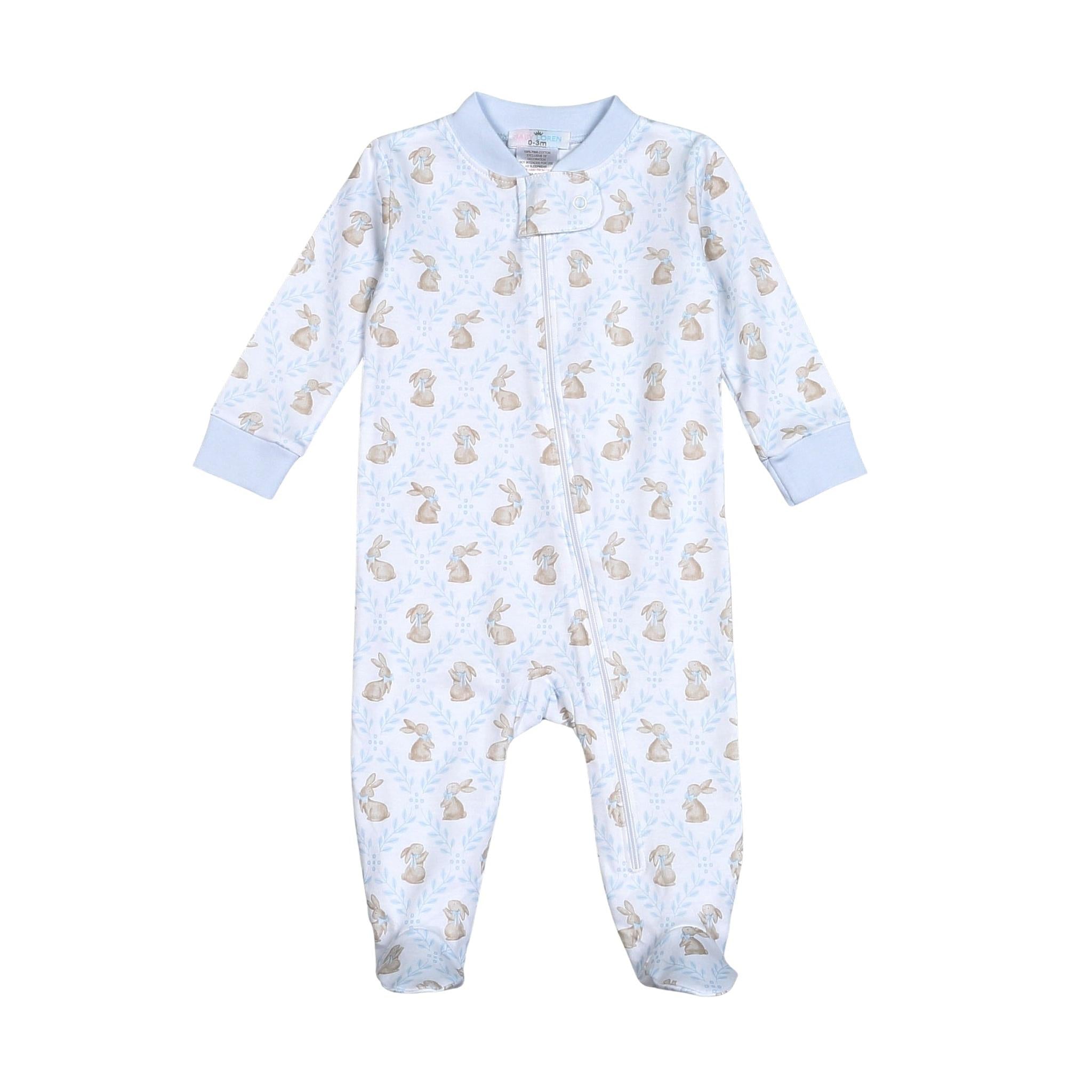 Blue Easter Pima Zipper Footie