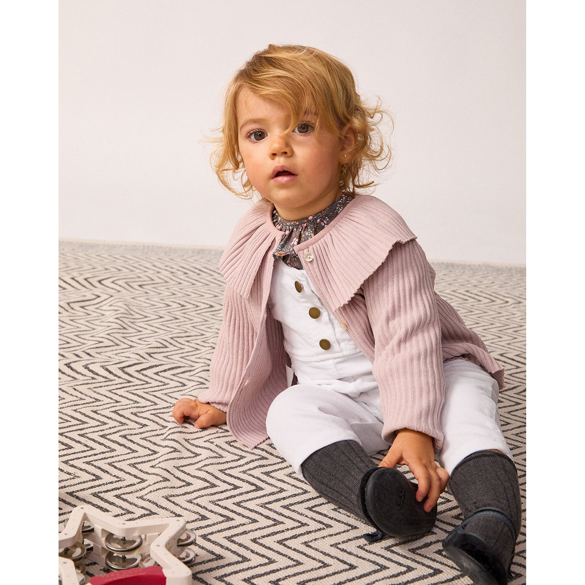 Pink Ribbed Cardigan