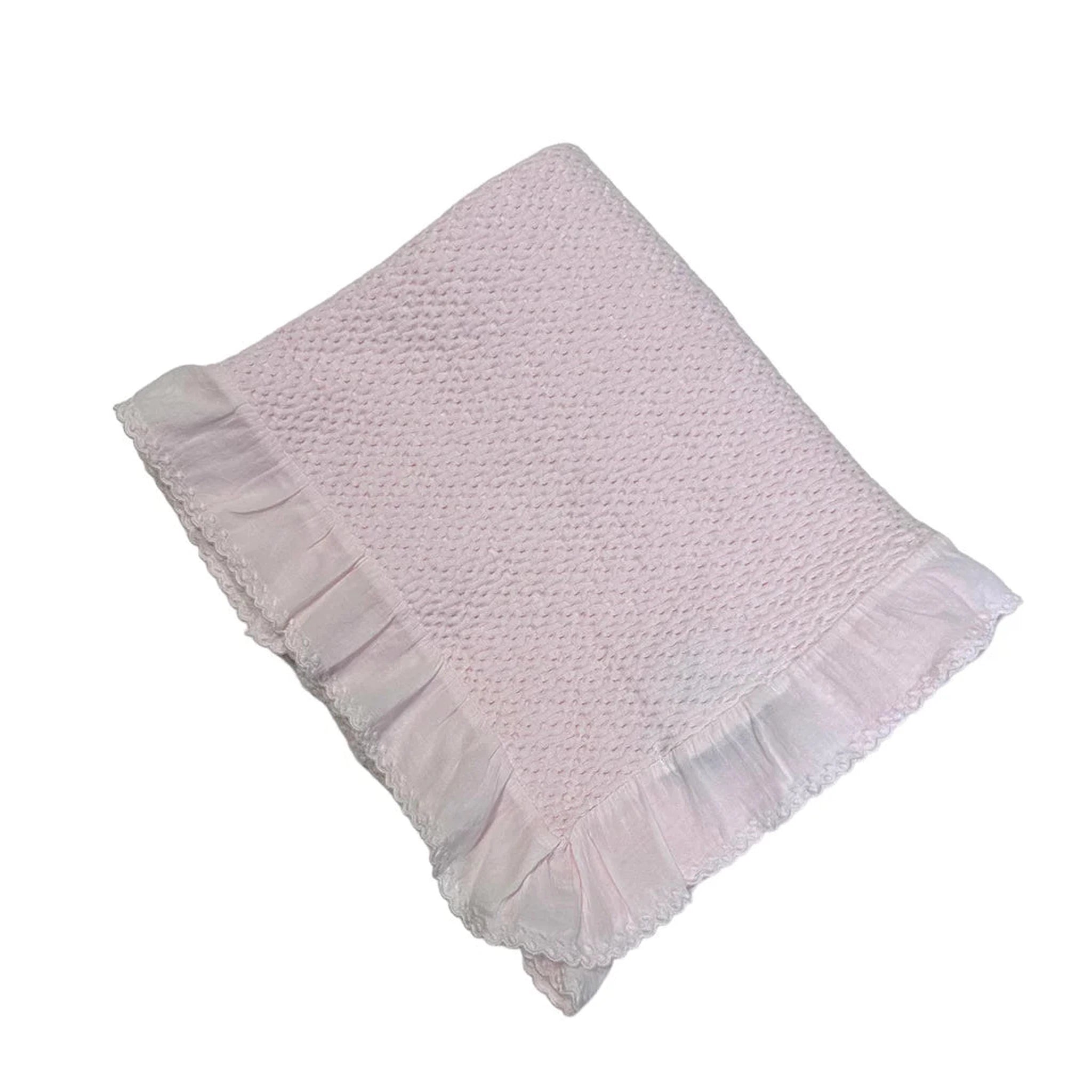 Stonewashed Puckered Blanket with Dotted Swiss Ruffle