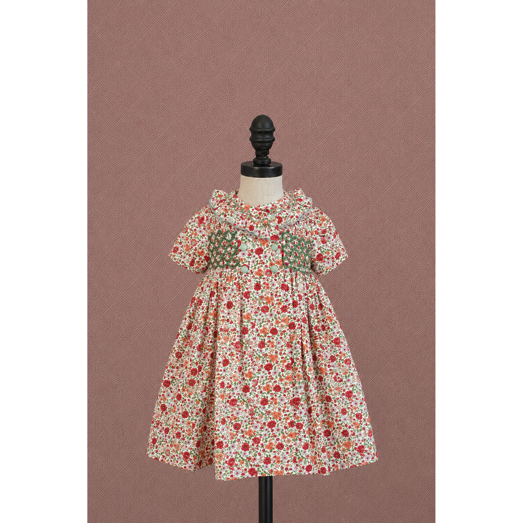 Holiday Double Breasted Smocked Dress