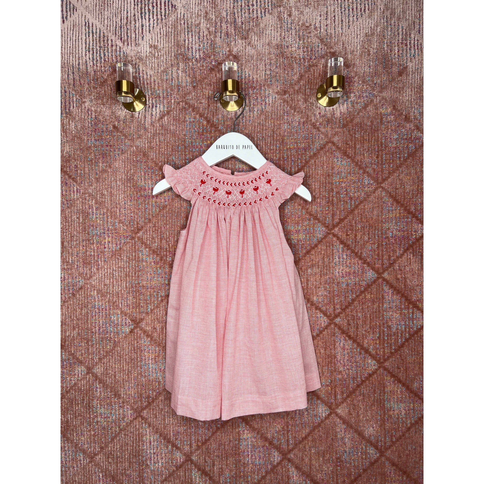 Red & White Stripes Smocked Dress