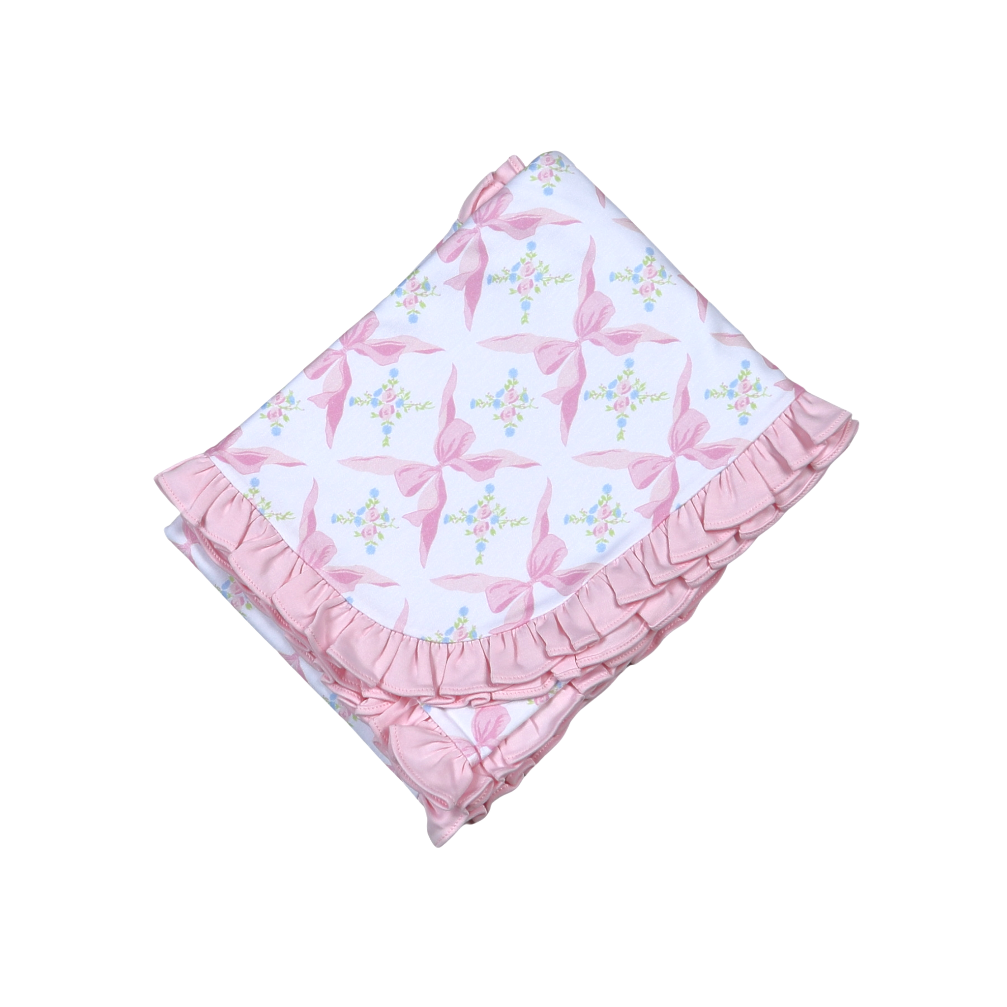 Pink Bow Pima Ruffles Blanket