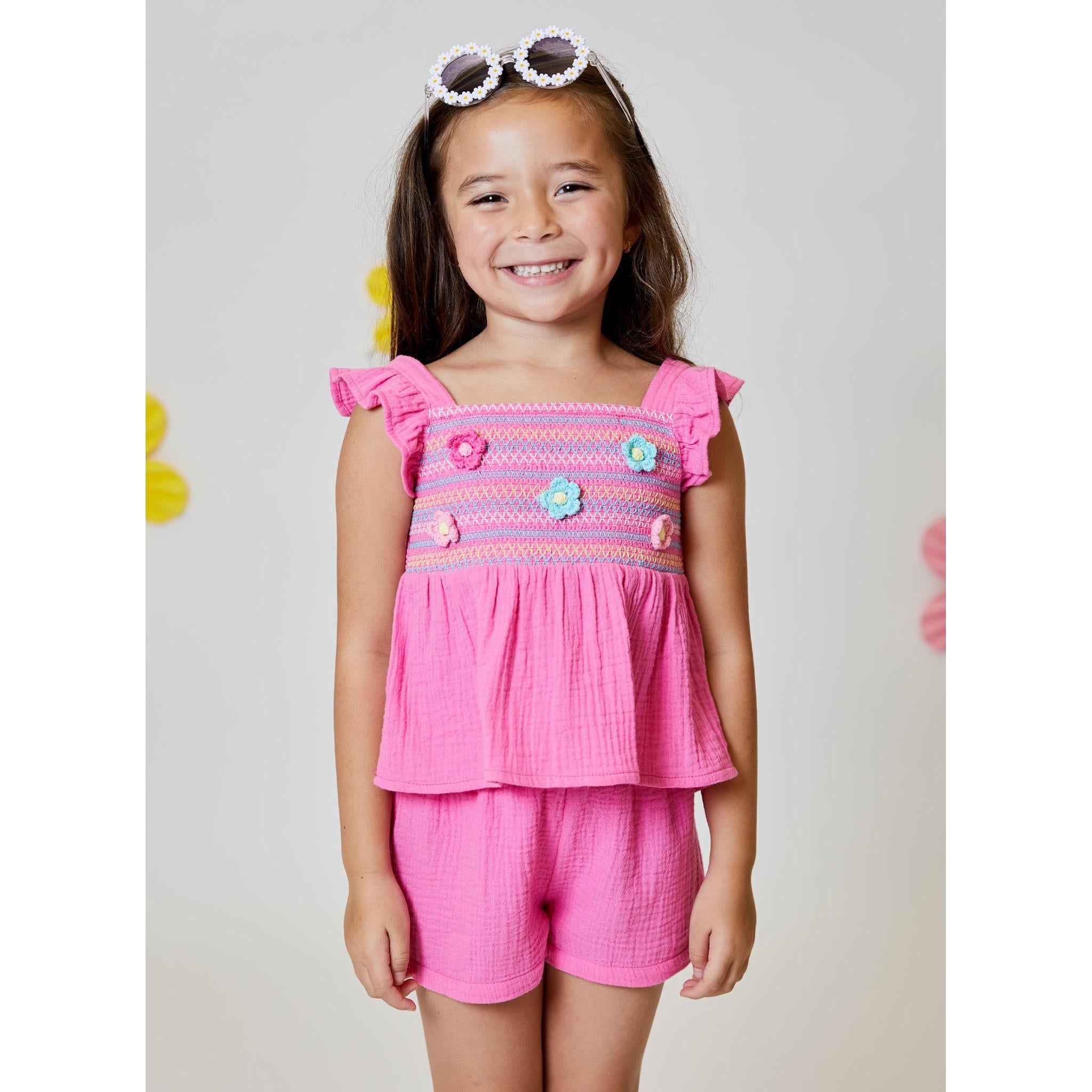 Pink Flowers Short Set