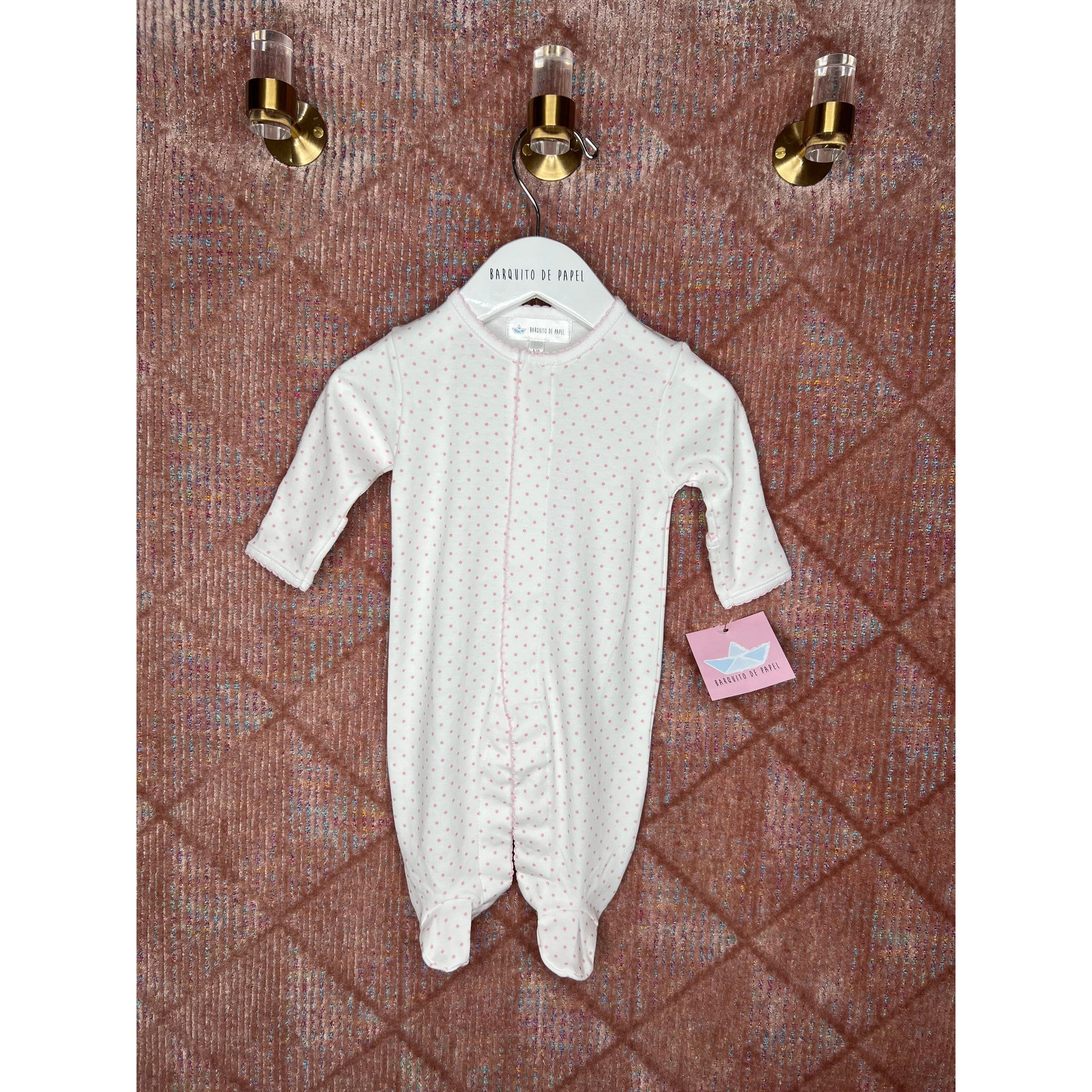 Pink Dot Pima Interlock Footie