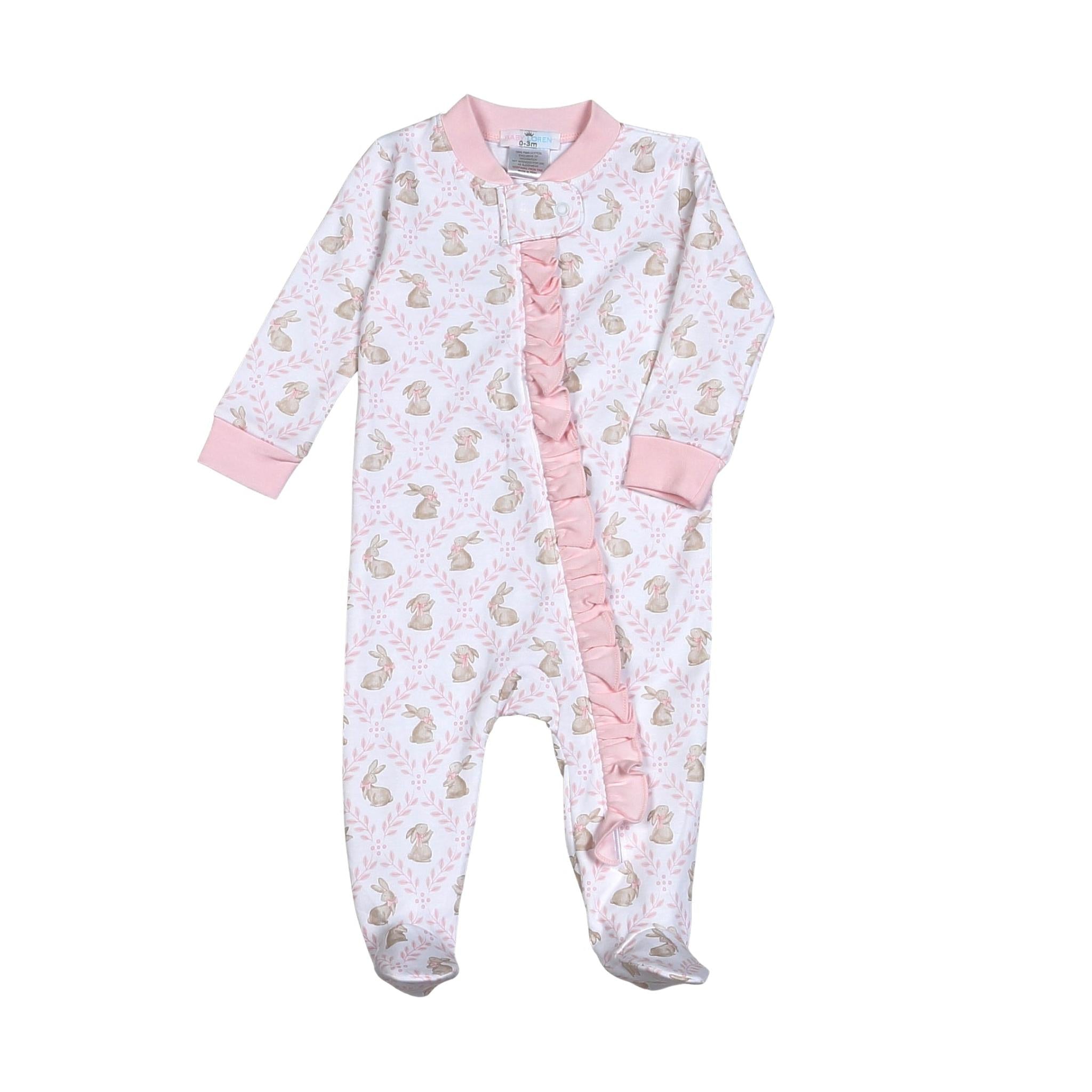 Pink Easter Pima Zipper Footie