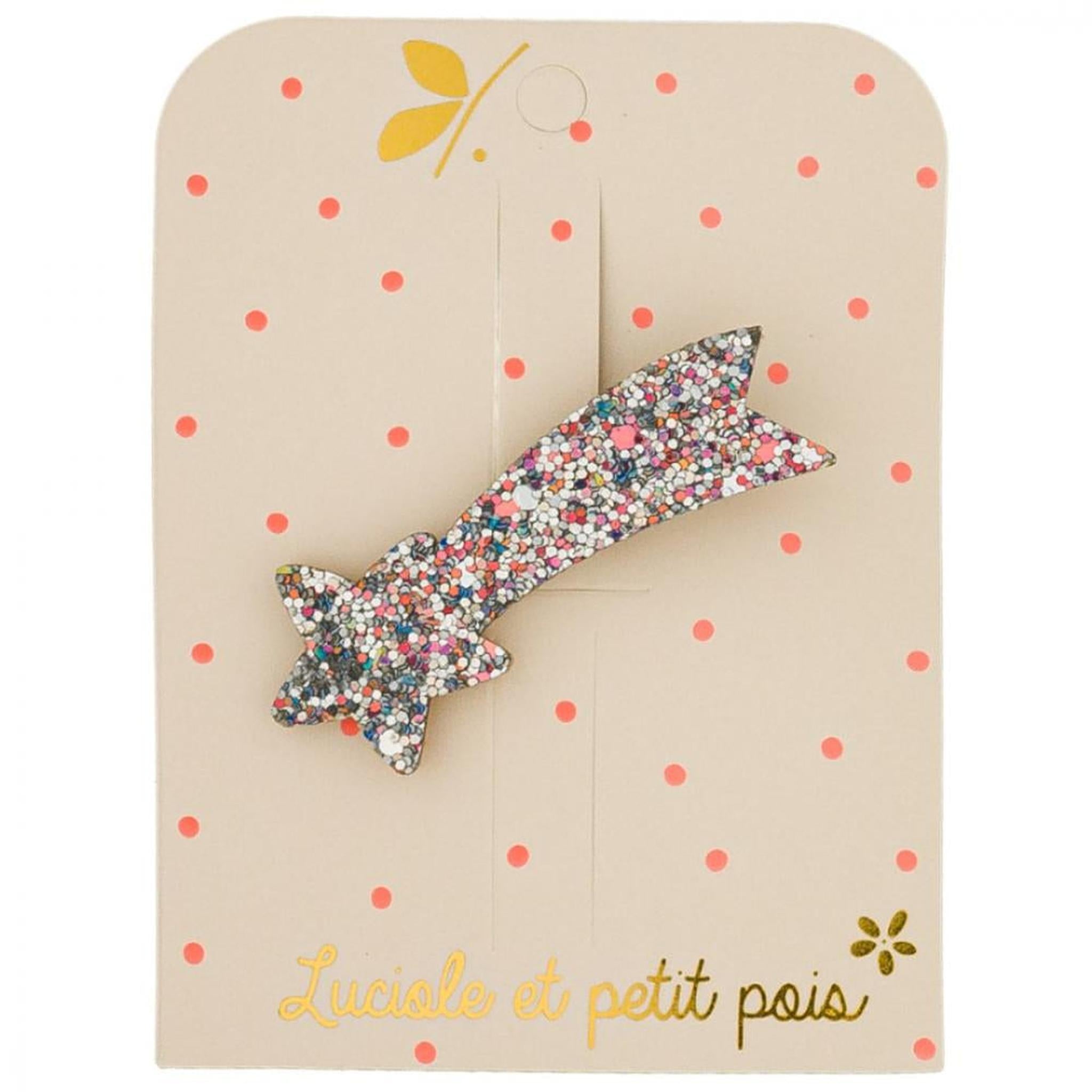 Shooting star hair clip - Silver multi glitter