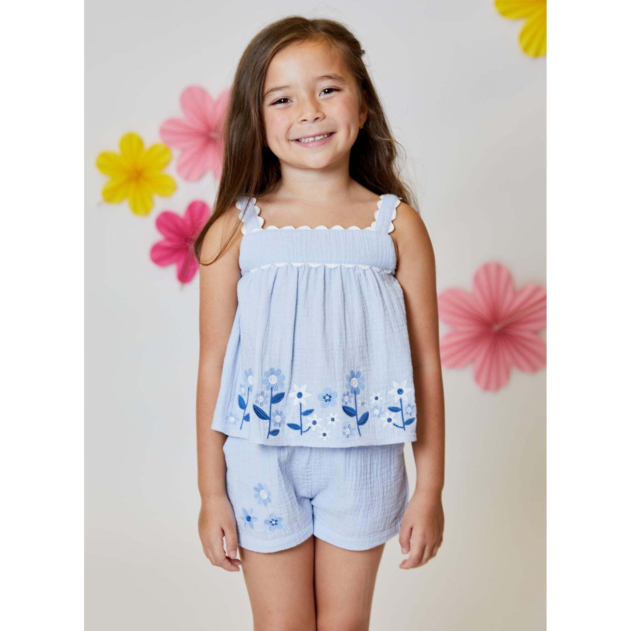 Blue Flower Short Set