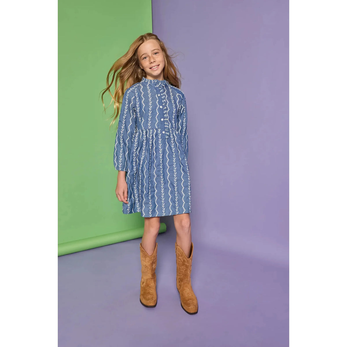 Amelia Dress - Chamonix Chambray Embroidery