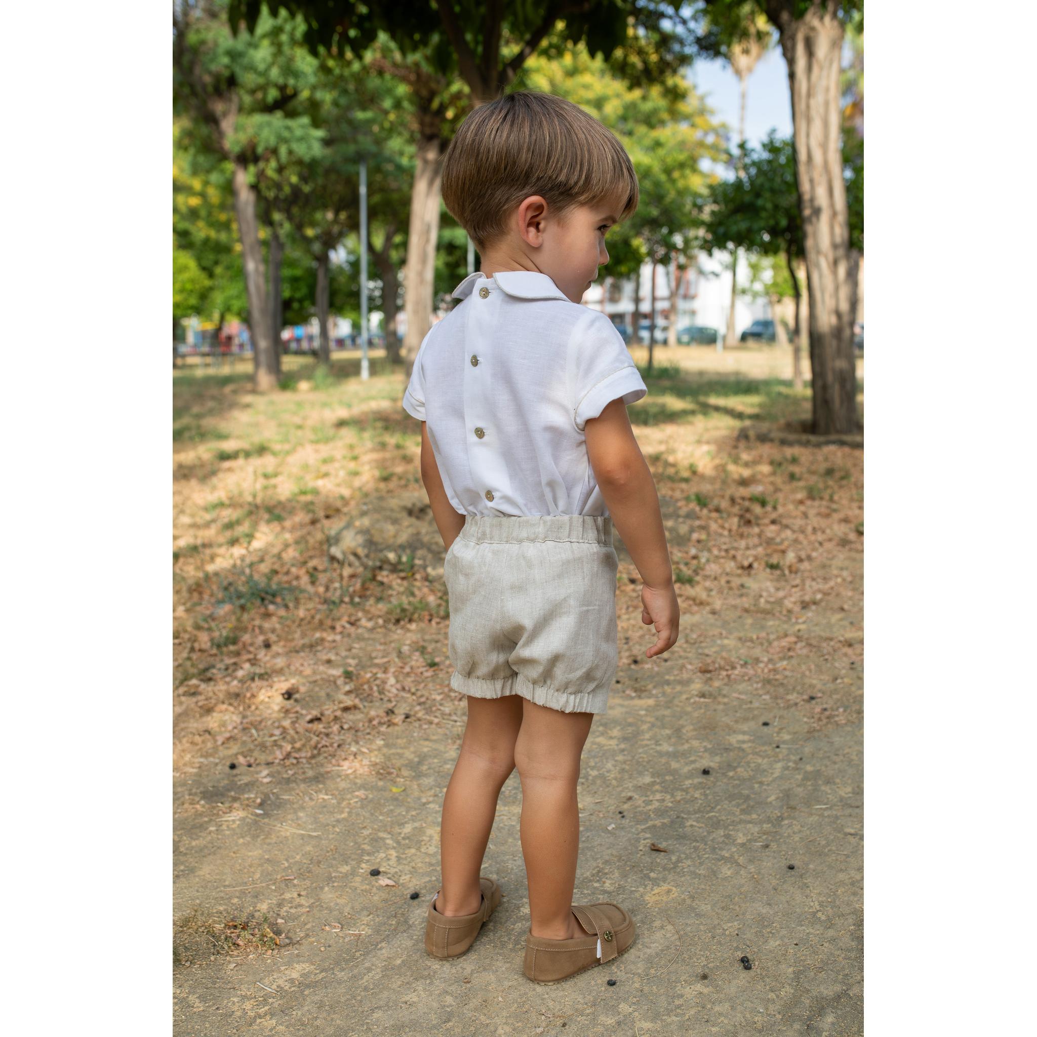 Beige Boy Smock Set