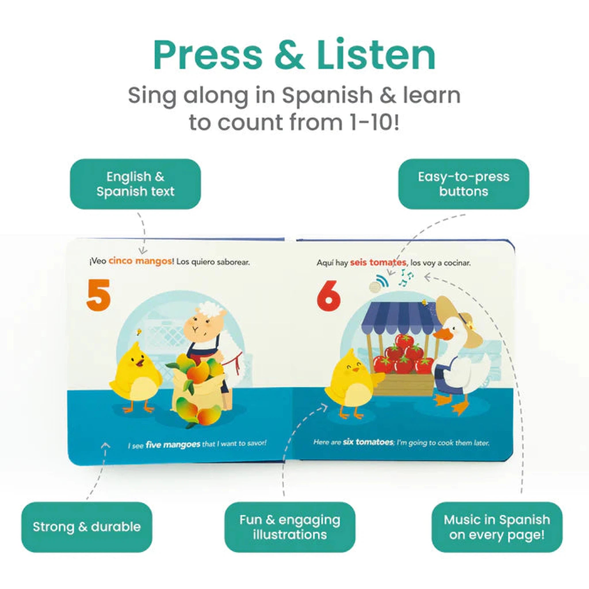 Counting At The Market Bilingual Musical Book