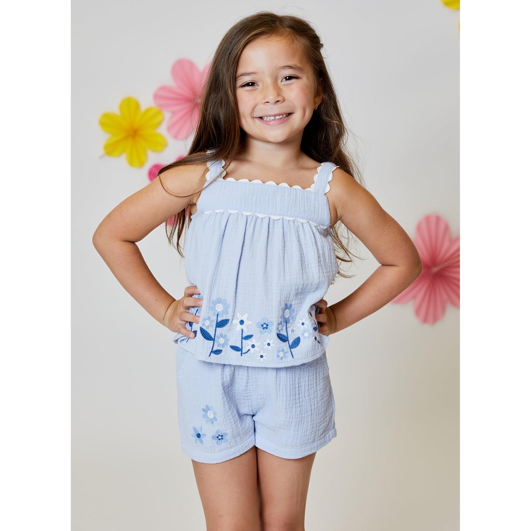 Blue Flower Short Set