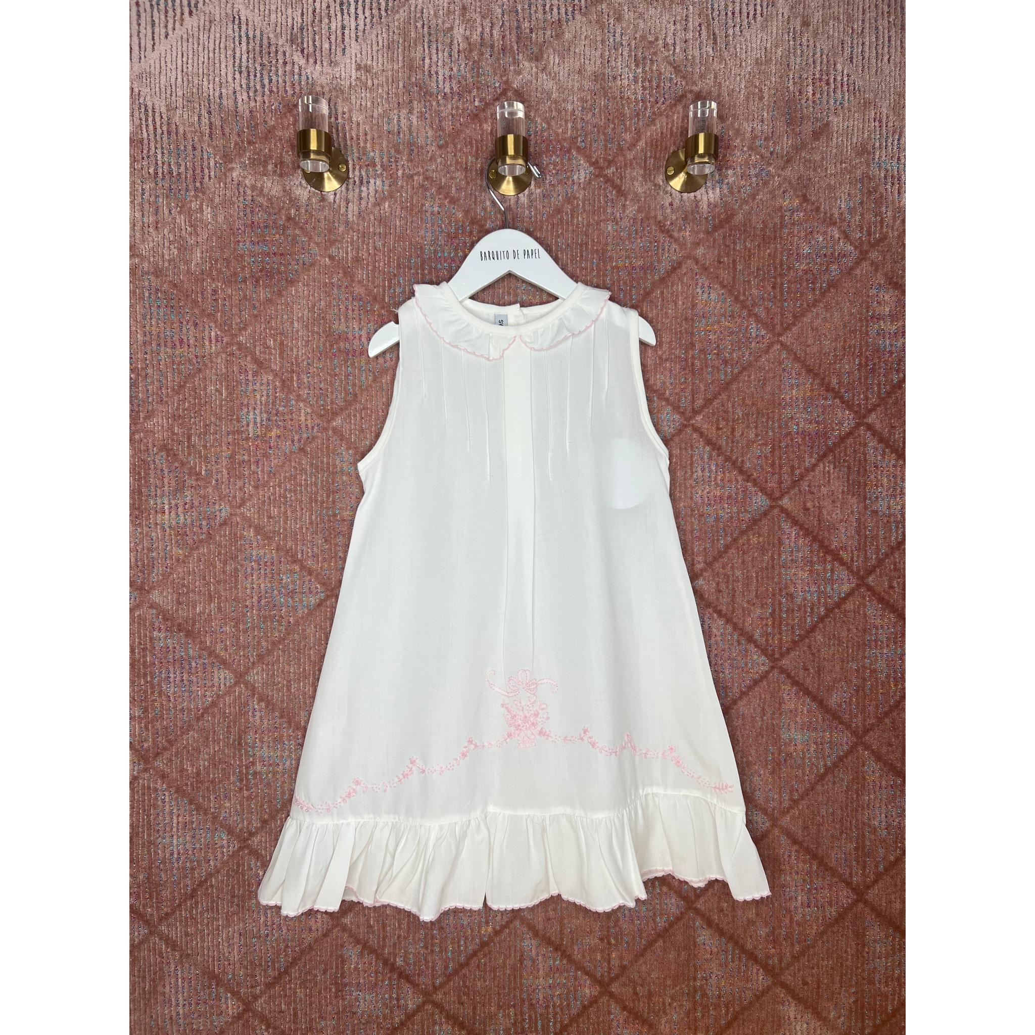 White Gown with Embroidered Bows