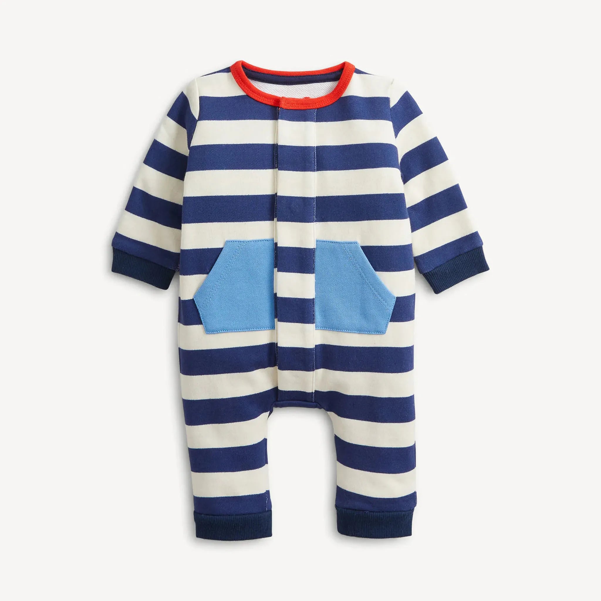 Navy Stripes Magnetic Romper